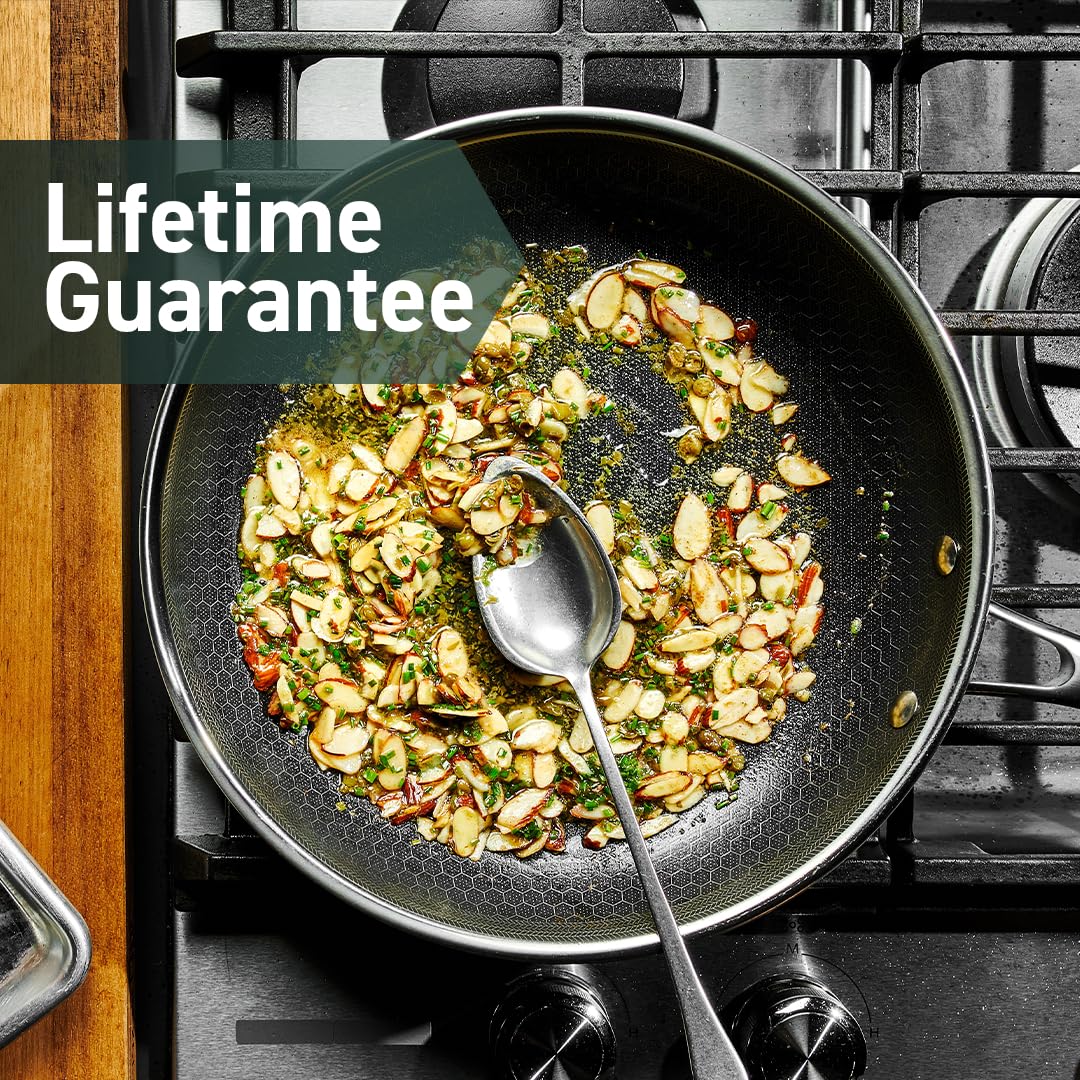 HexClad Hybrid Nonstick 6-Piece Fry Pan Set, 8, 10, and 12-Inch Frying Pans with Tempered Glass Lids, Stay-Cool Handles, Dishwasher-Friendly, Induction Ready, Compatible with All Cooktops