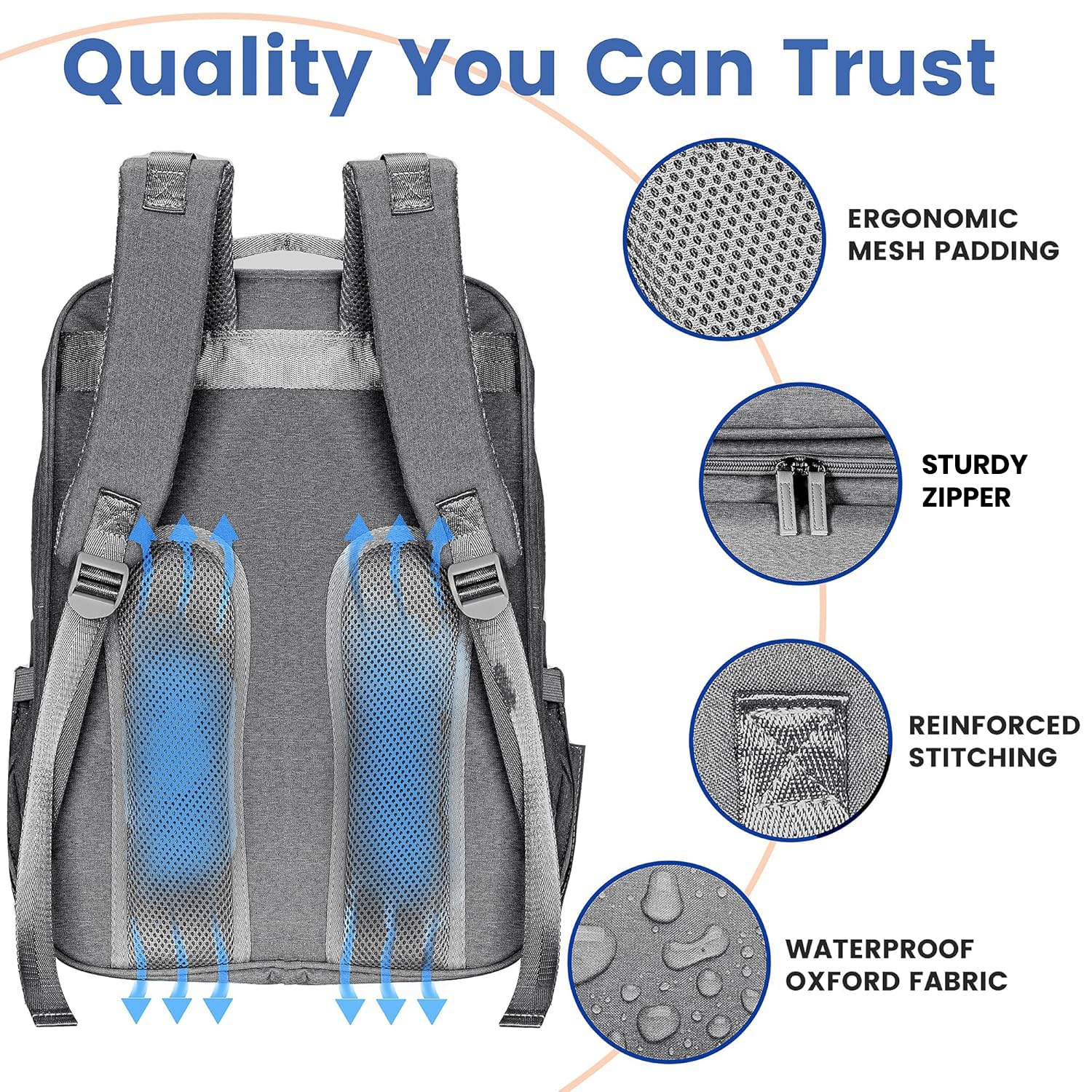 PILLANI Baby Diaper Bag Backpack - Large Bag for Boys & Girls, Waterproof Diaper Backpack - Travel Diaper Bags w/Changing Pad, Baby Registry Search & Shower Gifts - Essentials Must Haves Newborn Stuff