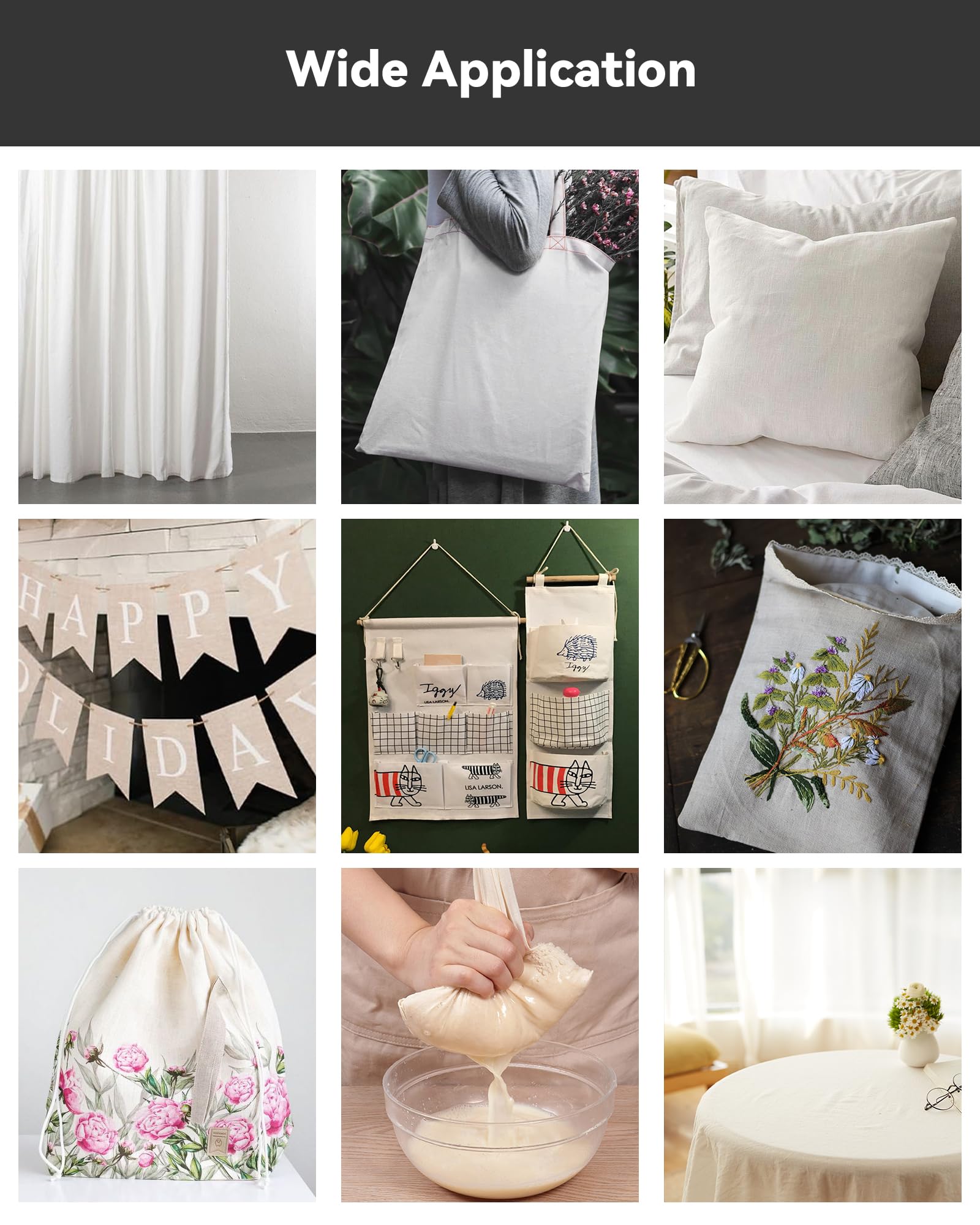 HOTGODEN Light Weight 100% Cotton Muslin Fabric: 63 inch x 2,5,10 Yards Unbleached Muslin Linen Fabric Material for Sewing Material Apparel Cloth