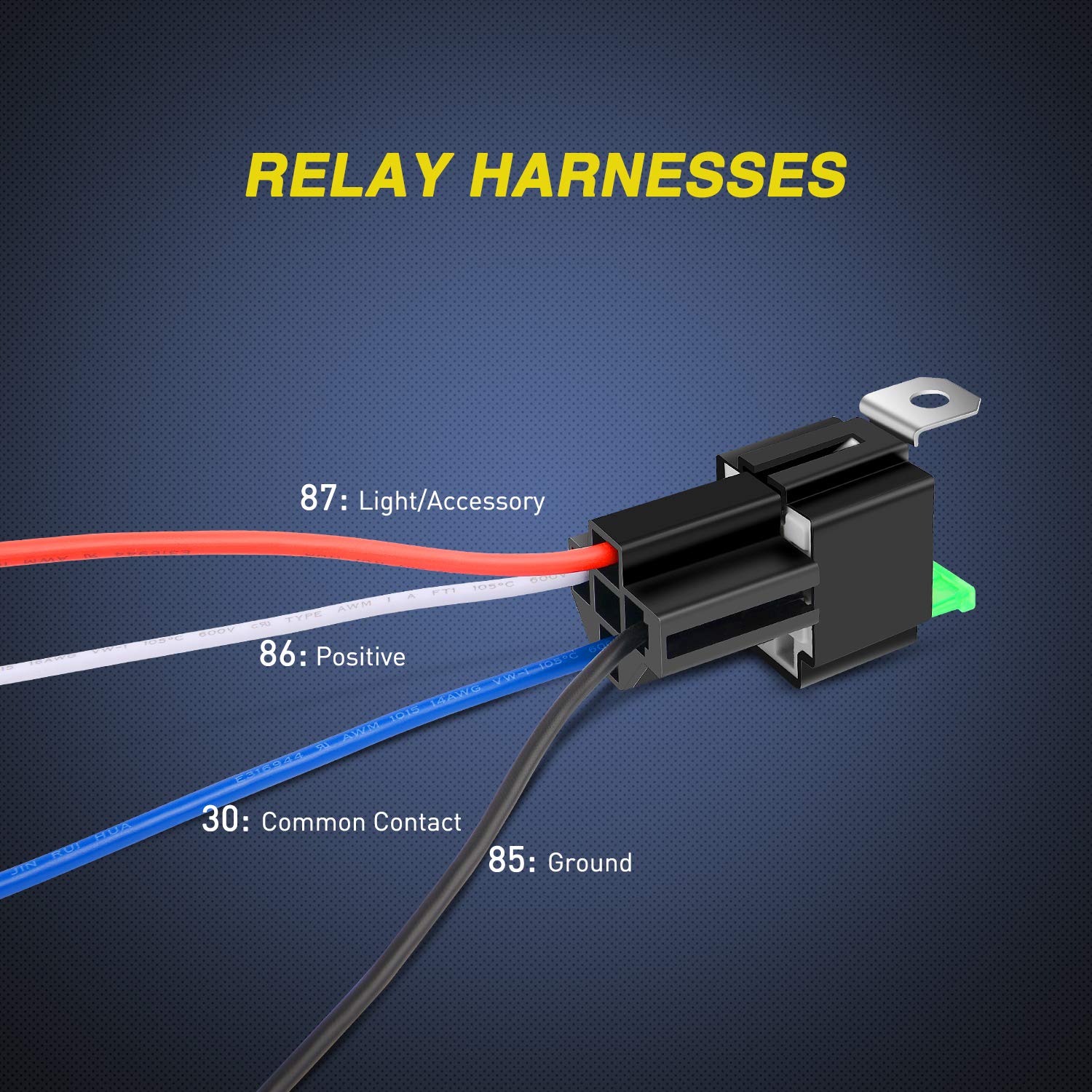 Nilight 50023R 5 Pack 30A Fused Relay Switch Kit 12V 4 Pin SPST Relay Interlocking Harness Socket Holder 30 Amp 12 Volt Automotive Relays with Fuse for Auto Cars Trucks RV