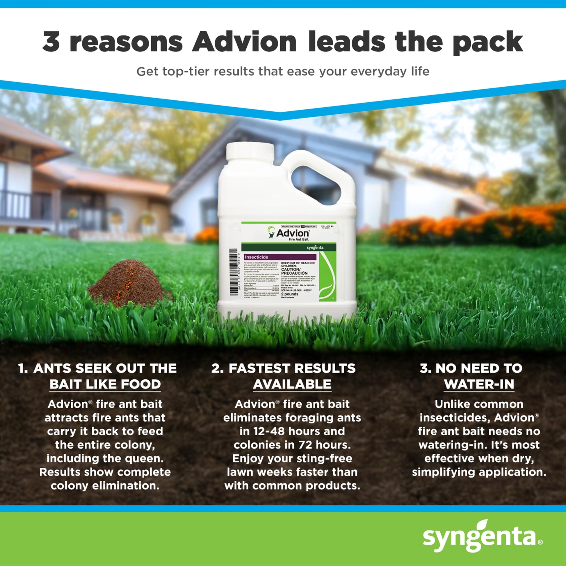 Advion Fire Ant Bait, 2-lb. Shaker Bottle, Highly Effective Fire Ant Bait, Formulated with 0.045% Indoxacarb, Outdoor Use, for Fast-Acting Control of Fire Ants