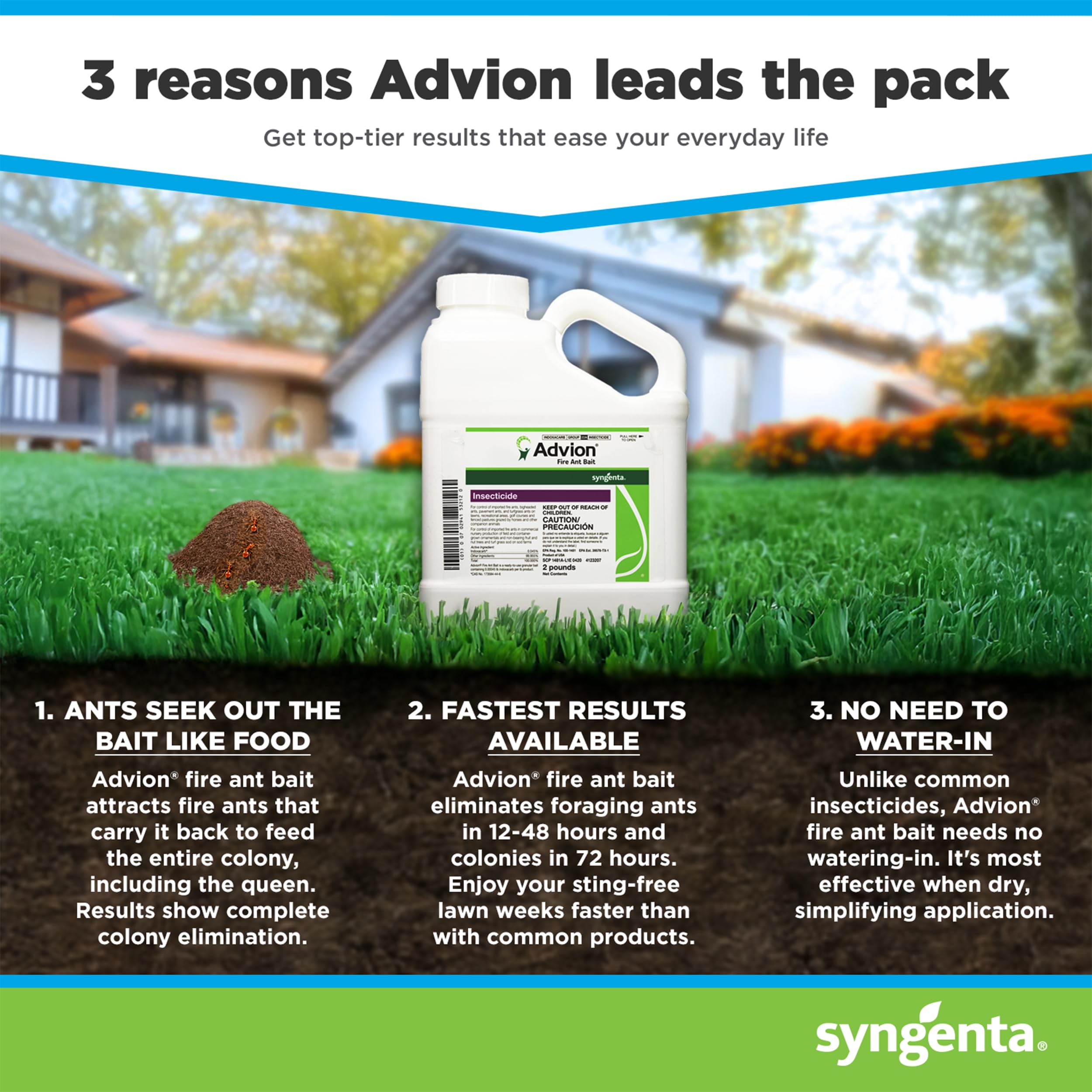 Advion Fire Ant Bait, 2-lb. Shaker Bottle, Highly Effective Fire Ant Bait, Formulated with 0.045% Indoxacarb, Outdoor Use, for Fast-Acting Control of Fire Ants