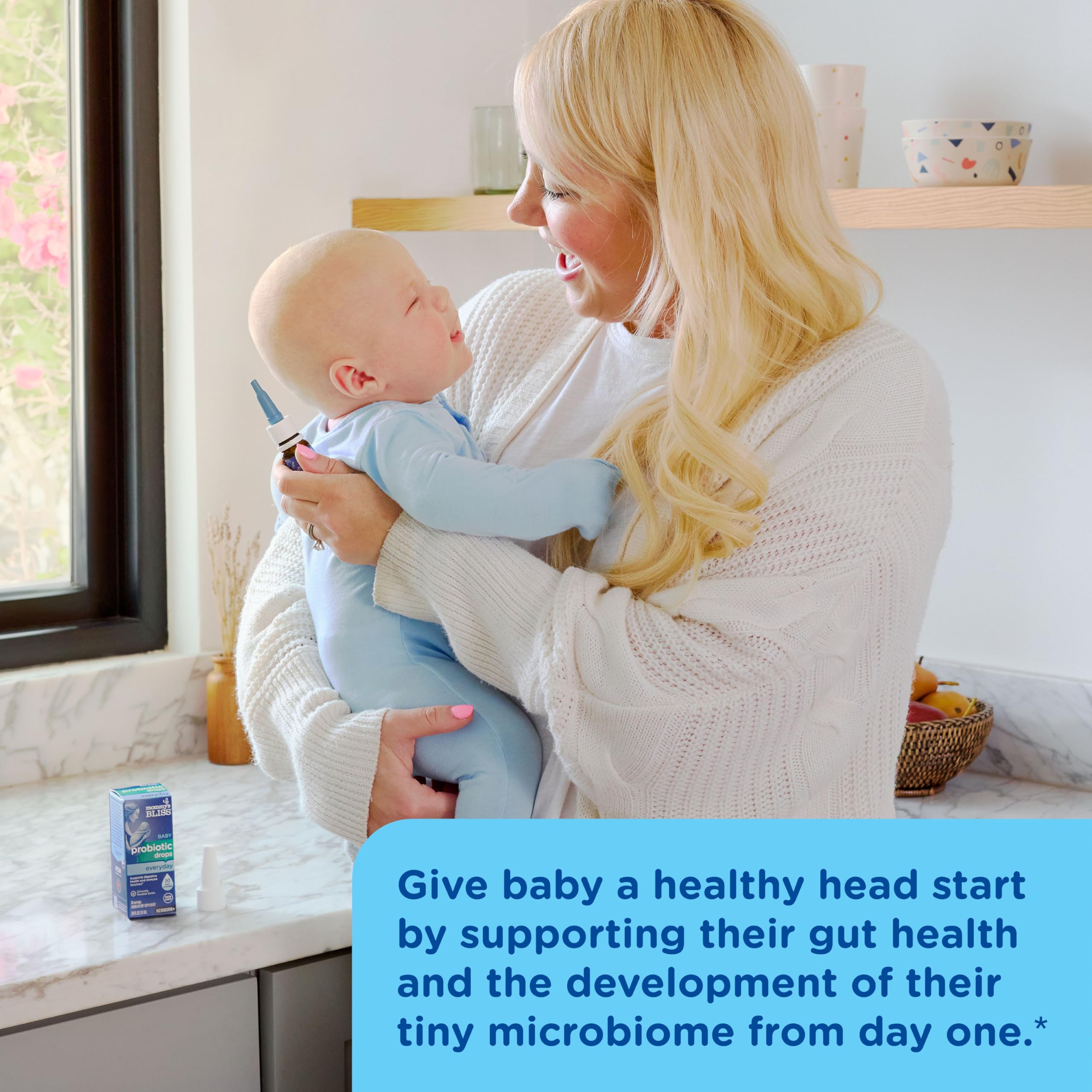 Mommy's Bliss Baby Probiotic Drops, Daily Gas, Constipation, and Colic Symptom Relief + Immune Support, Newborns & Up, 0.34 Fl Oz (30 Servings)