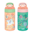 Zak Designs 16oz Riverside Kids Water Bottle with Spout Cover and Built-in Carrying Loop, Made of Durable Plastic, Leak-Proof Design for Travel (Unicorn & Shells, Pack of 2)