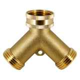 Triumpeek Brass Garden Hose Splitter, 3/4 Inch 2-Way Y Brass Hose Connector with O-ring Washers & Tape