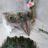 THARAHT 24pcs Peacock Feather Natural in Bulk 10-12 inch 25-30cm for Vase Craft Vase Wedding Home Party Christmas Day Decoration Peacock Feathers