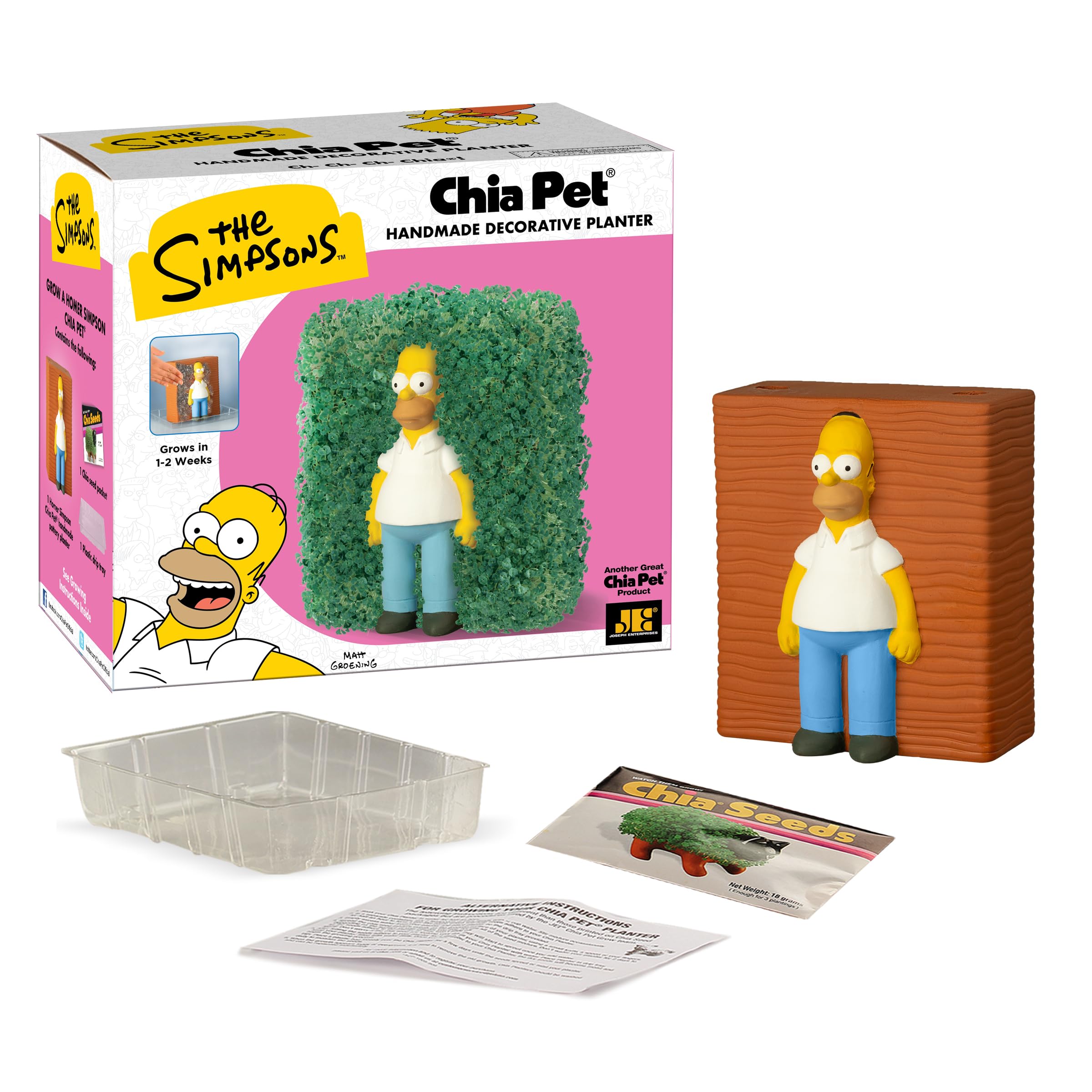 Chia Pet The Simpsons - Homer with Seed Pack, Decorative Pottery Planter, Easy to Do and Fun to Grow, Novelty Gift, Perfect for Any Occasion