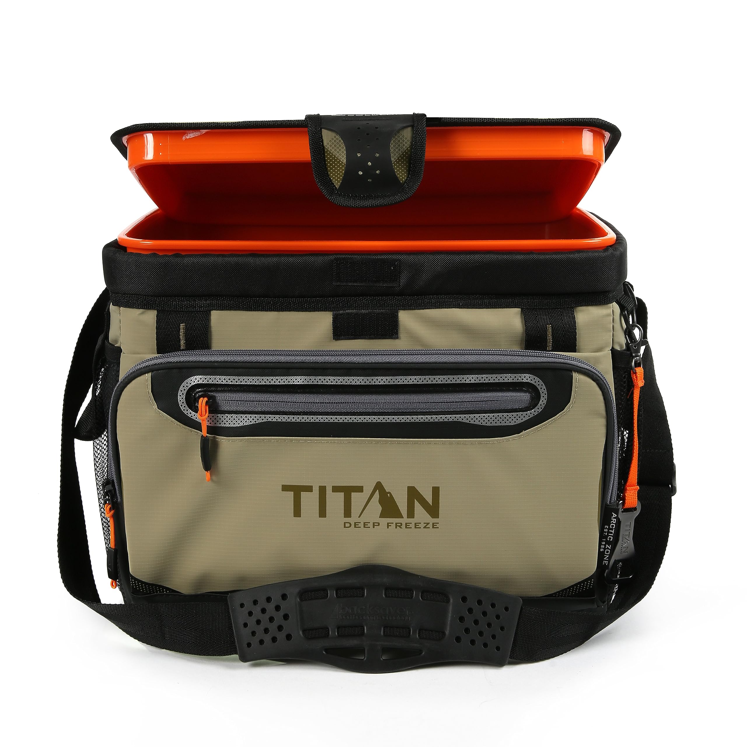 Titan by Arctic Zone Deep Freeze Cooler - 16 Can Zipperless Hardbody Cooler - Deep Freeze Insulation, HardBody Liner, and SmartShelf - Navy Blue
