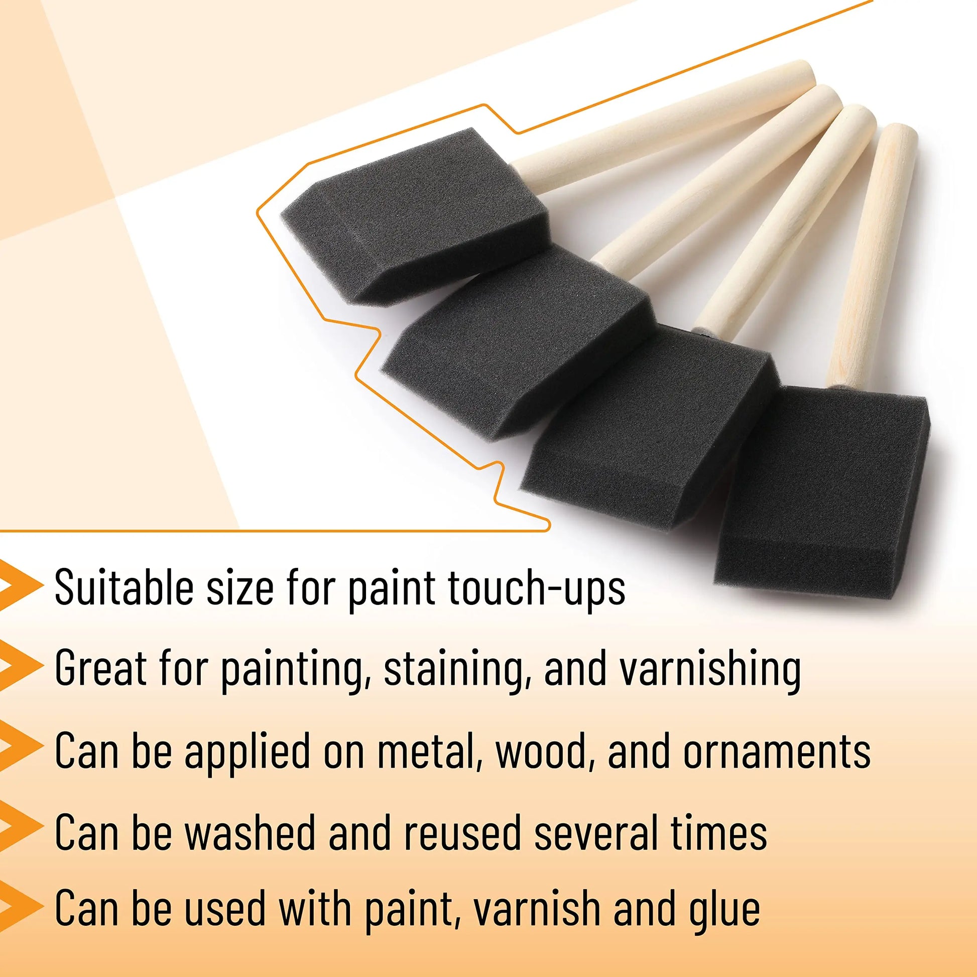 Bates- Foam Paint Brushes, 2 Inch, 16 Pack, Sponge Brushes, Sponge Paint Brush, Foam Brushes for Painting, Foam Brushes for Staining, Paint Sponges, Foam Brushes for Mod Podge Brushes