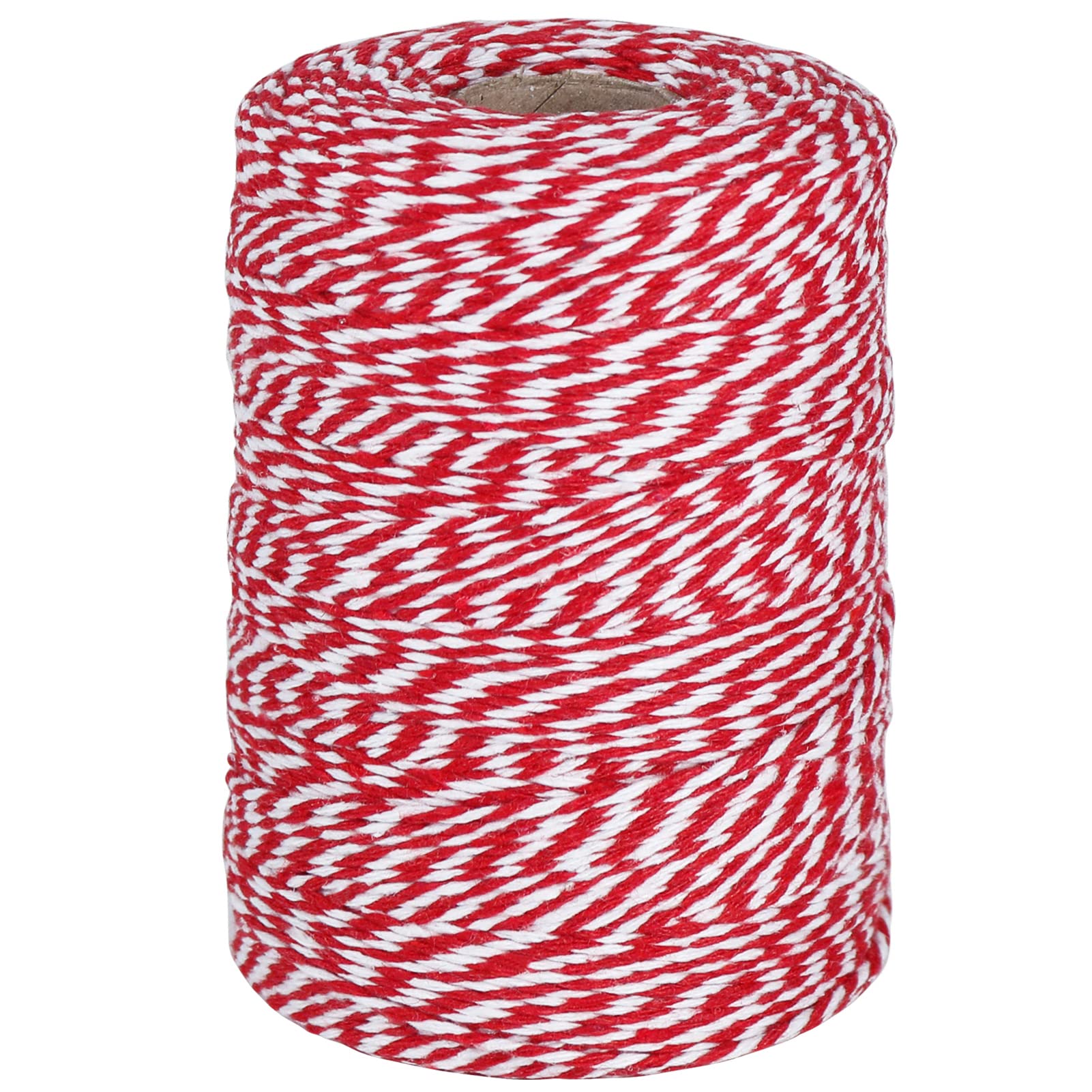 Vivifying Red and White Twine, 656 Feet 2mm Cotton Bakers Twine String for Gift Wrapping, Baking, Butchers, DIY Crafts, Tying Cake and Pastry Boxes