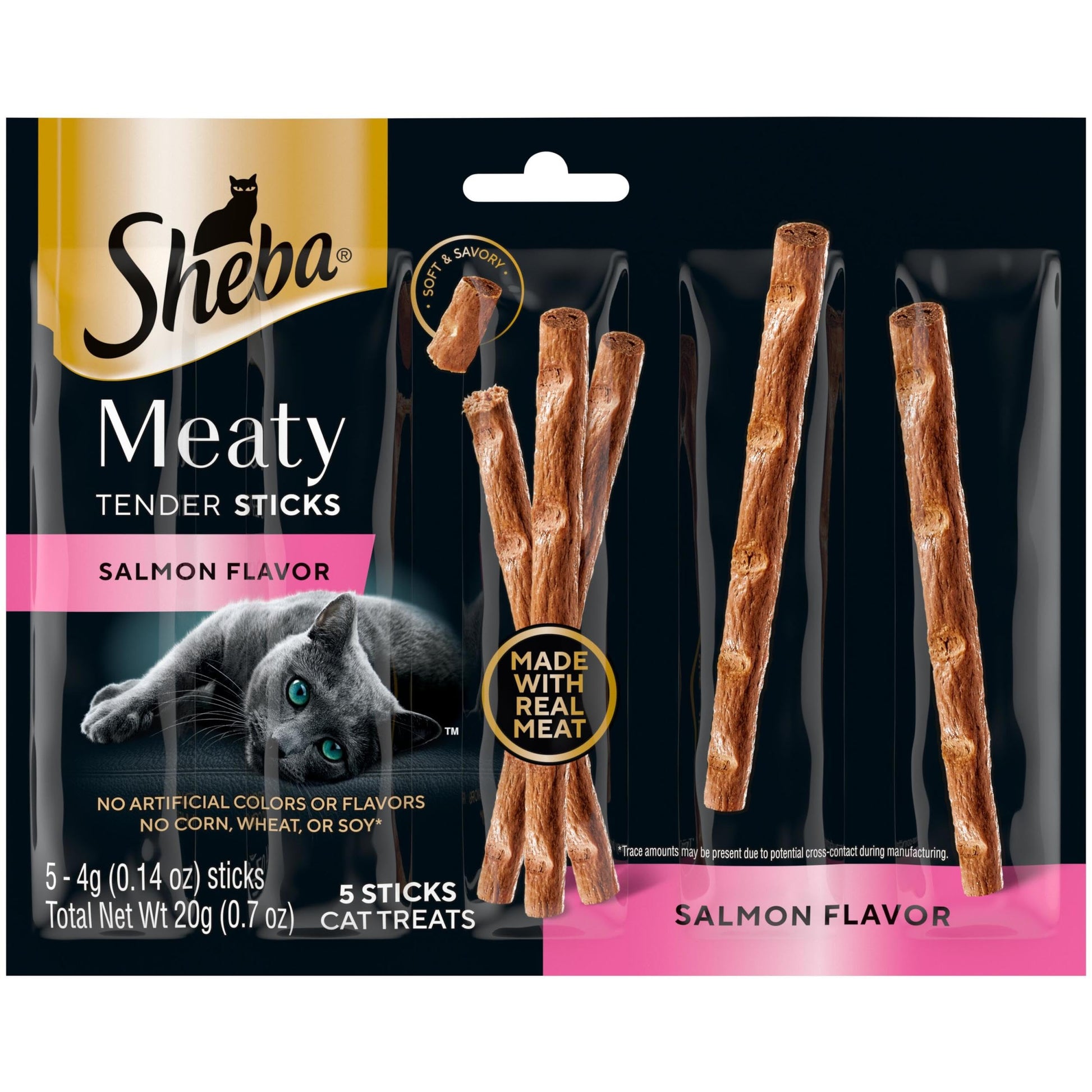 Sheba Meaty Tender Sticks Soft Cat Treats Salmon Flavor, 0.14 oz., 5 Count (Pack of 10)