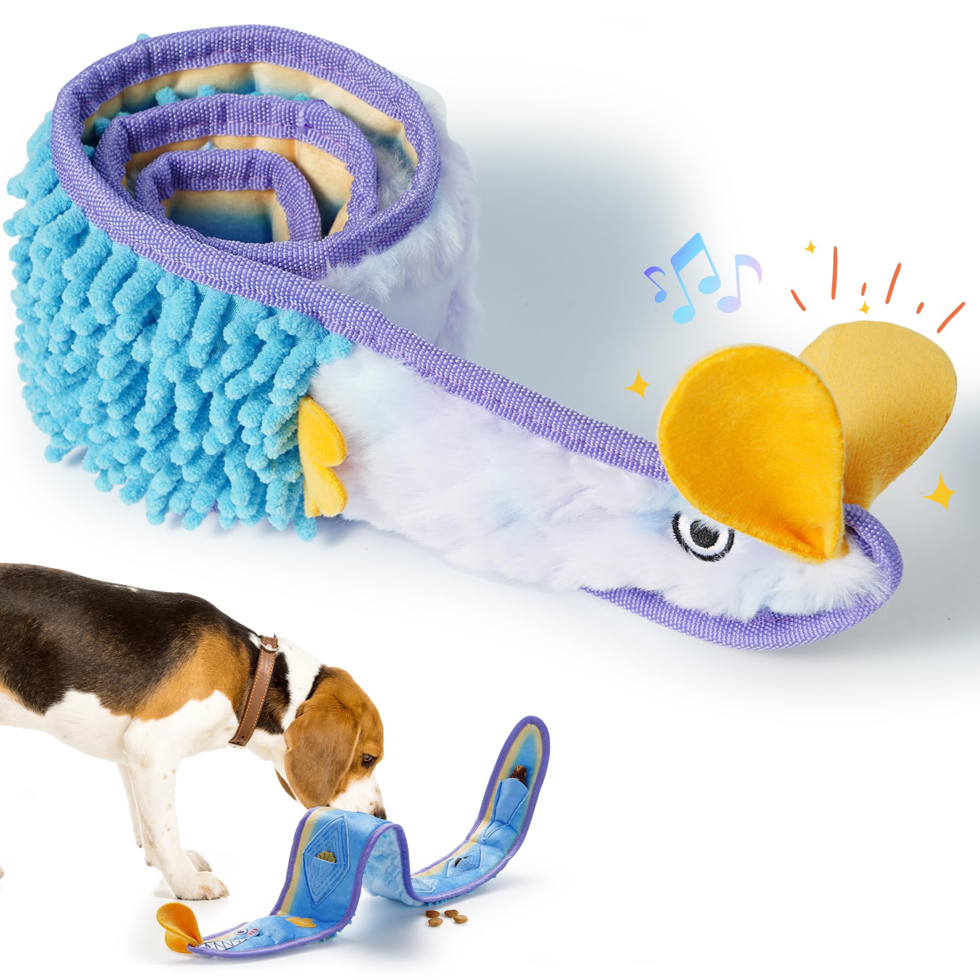 Nocciola No Stuffing Eel Crinkle Dog Squeaky Toys - Durable Dog Toys for Tug of War, Small Puppy Toys | Tough Dog Toys for Small Medium Large Dogs & Aggressive Chewers, Blue Dog Toys to Keep Them Busy