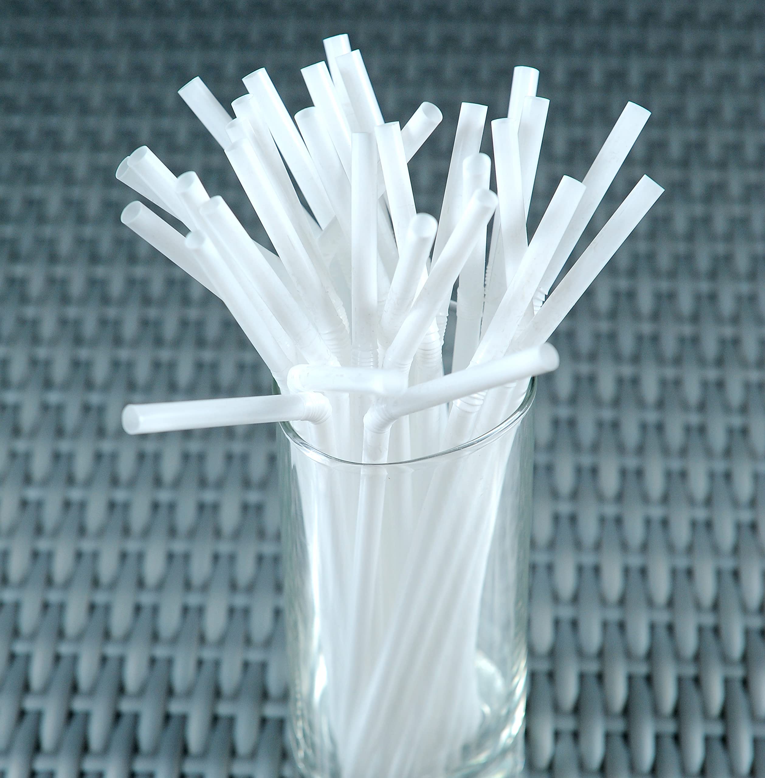 Crystalware Bulk Pack of 380 Flexible Plastic Drinking Straws - White, Individually Wrapped, Food-Safe BPA Free, 7.75 Inches Long (1 Box)