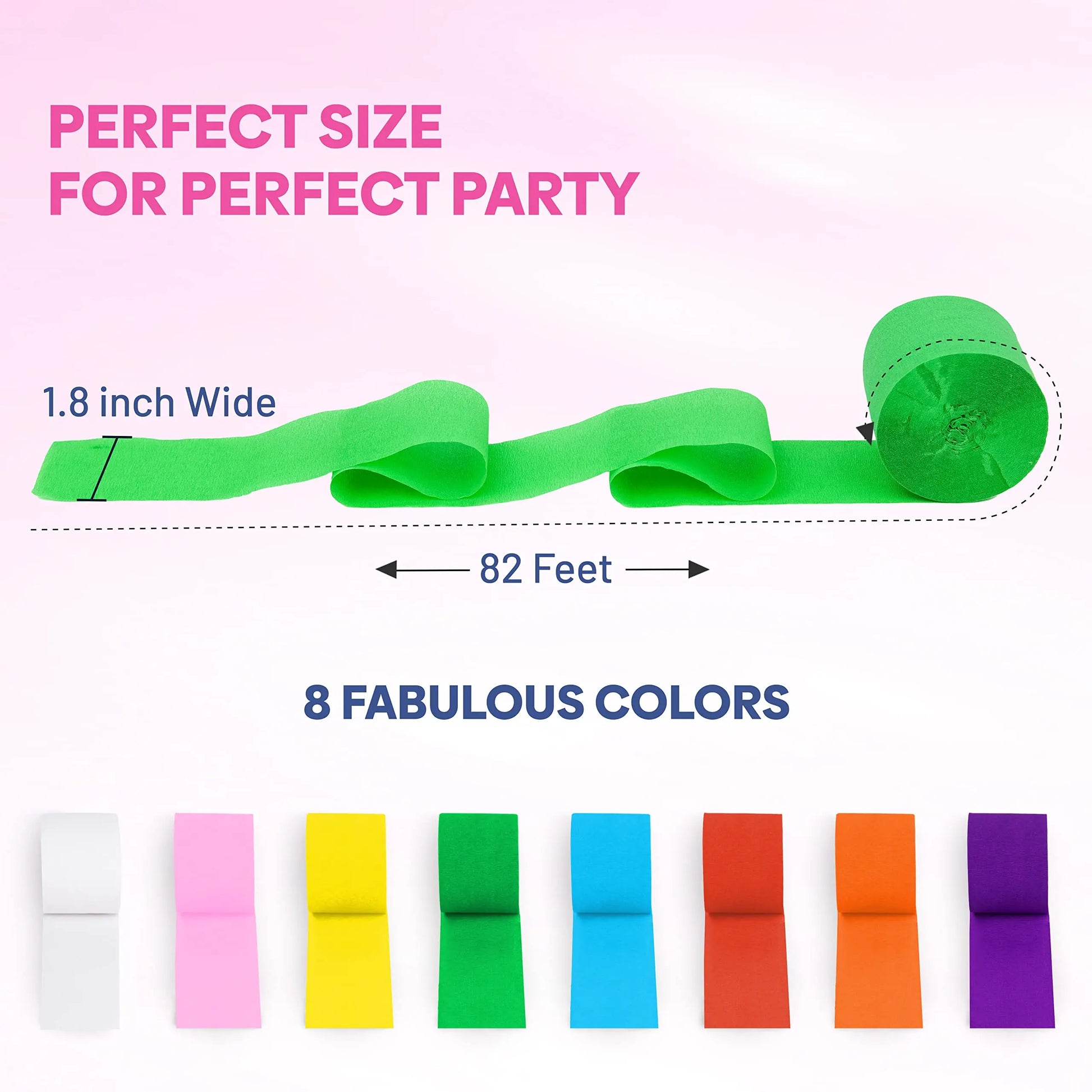 Captain Decor 8 Crepe Paper Streamers Rolls, 656ft Pack of Unique 8 Rainbow Streamers Party Decorations, Birthday Streamers, Party Streamers for Wedding Decoration (1.8 inch x 82 ft/Roll)
