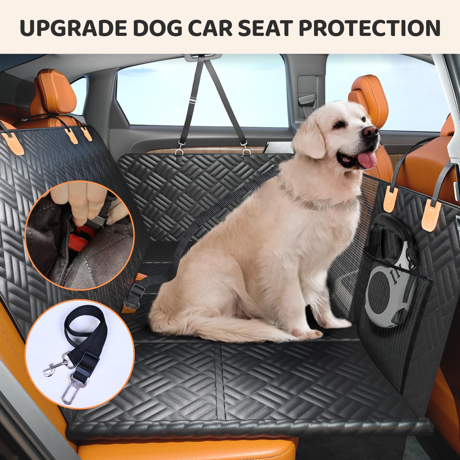 PROZAR Dog Car Seat Cover for Back Seat, Hard Bottom Back Seat Extender for Dogs - Supports 400lbs, Back Seat Pet Cover, Dog Hammock for Car SUV and Trucks