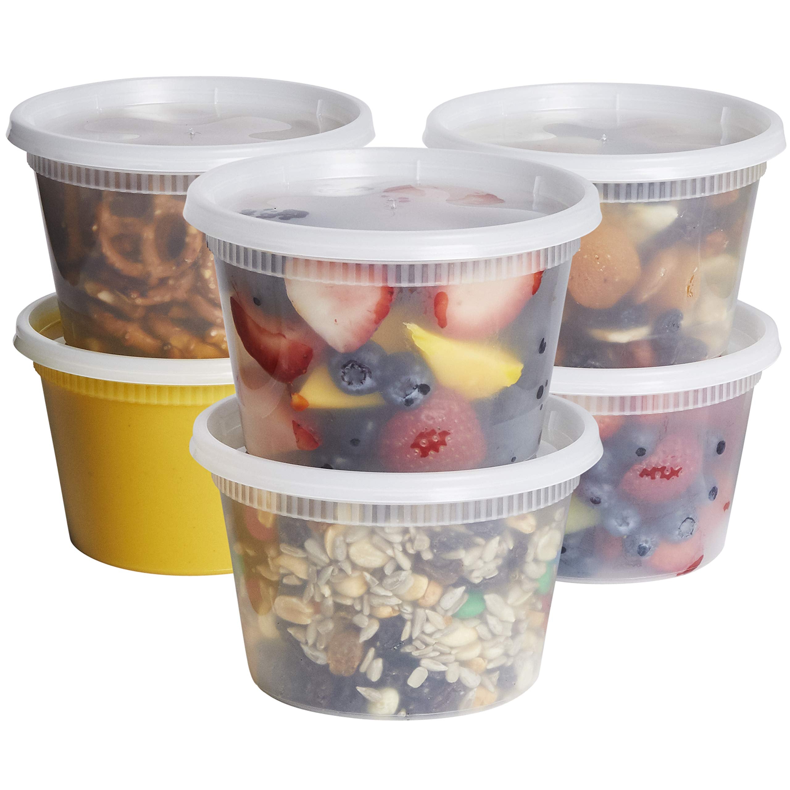 GUSTO [48 Sets - 8 oz. Plastic Deli Disposable Food Storage Containers with Airtight Lids - Slime Containers (Formerly Comfy Package)