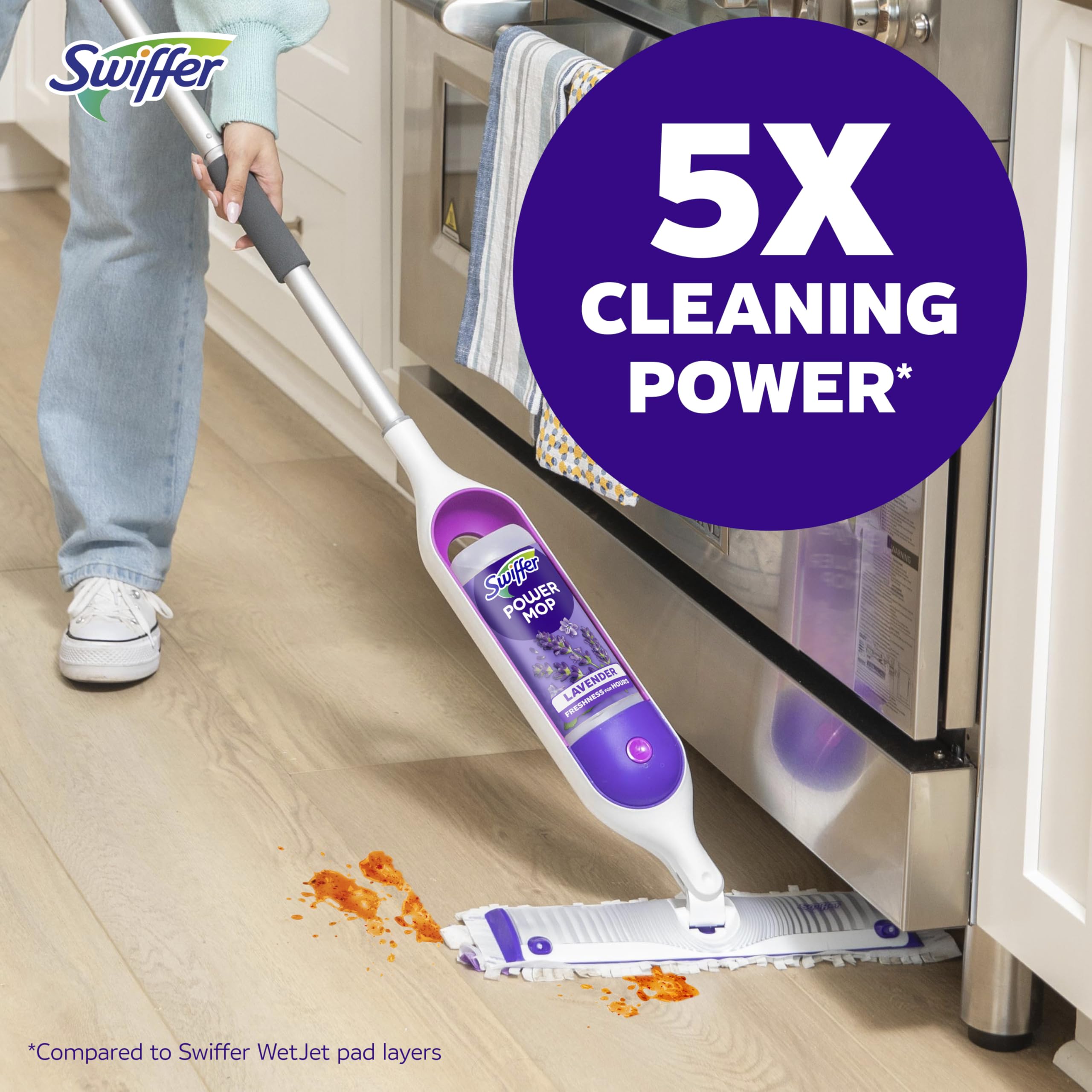 Swiffer PowerMop Floor Cleaning Solution with Lavender Scent, Triple Pack