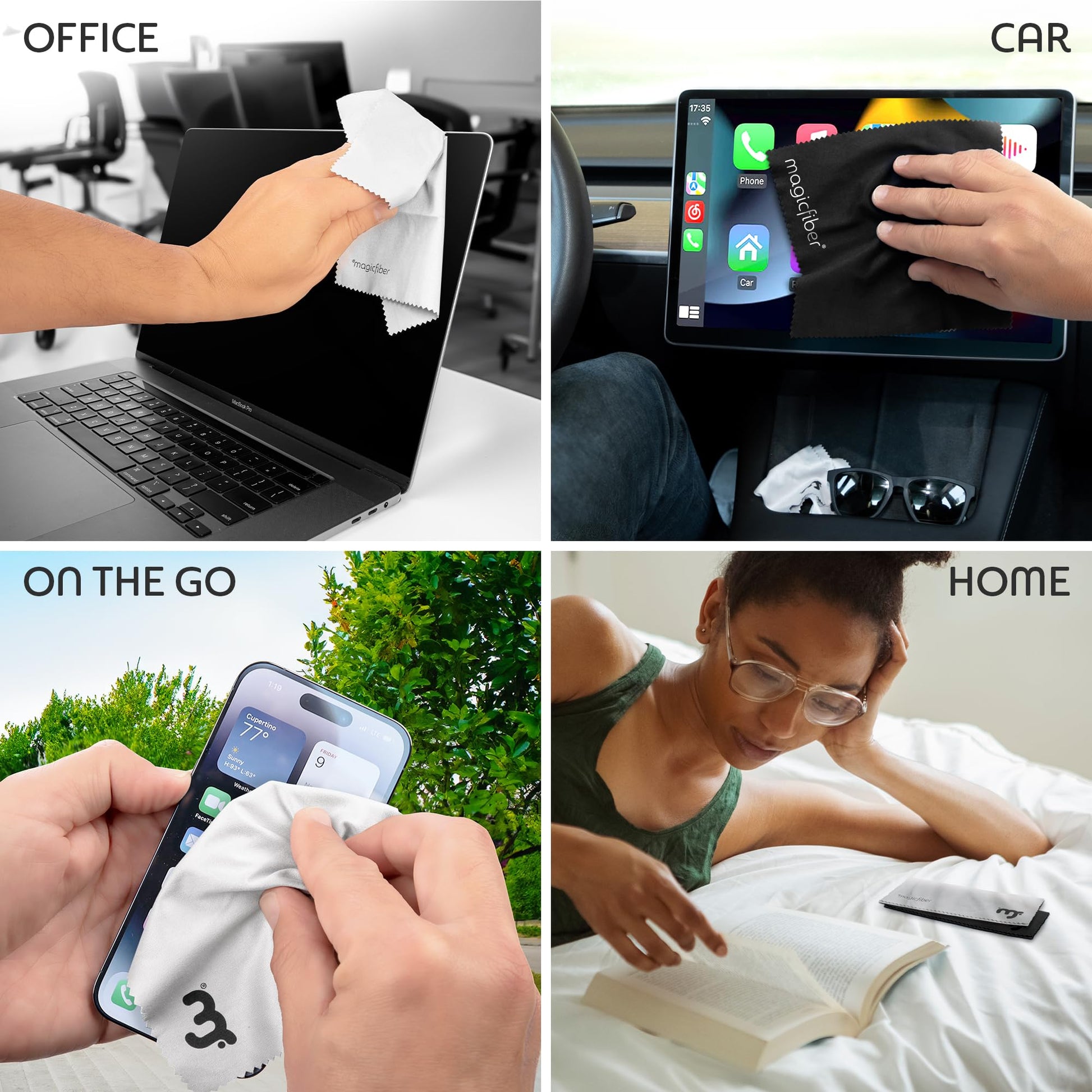 MagicFiber Microfiber Cleaning Cloth, 6 Pack - Premium Cloth for Glasses, Lens, Screens & More