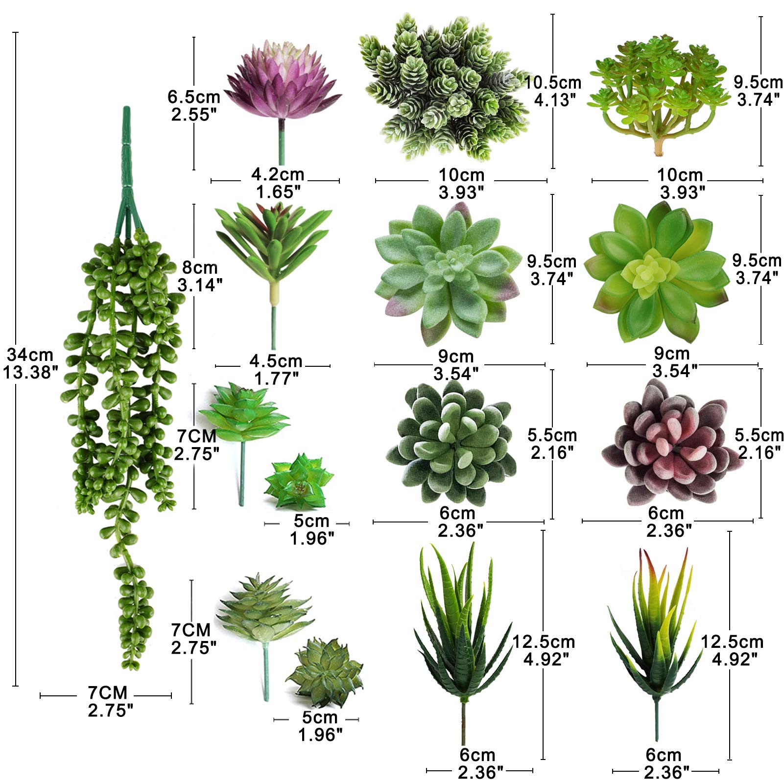 Anoak Artificial Succulent Plants - 16 Pcs Set Faux Succulents Unpotted Fake Succulent Plants, Premium Crafting DIY Floral Decor for Home Garden Office Party (High Realistic)