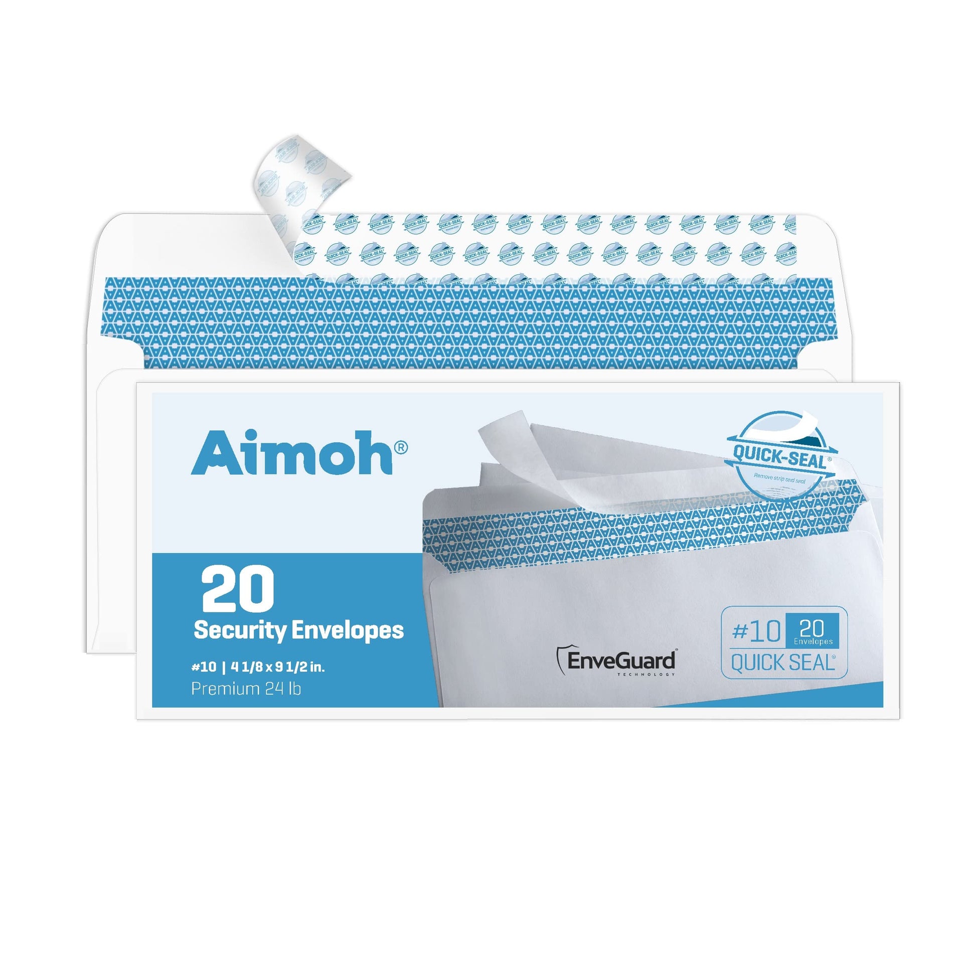 #10 Security Tinted Self-Seal Envelopes - No Window - Size 4-1/8 X 9-1/2 Inches - White - 24 LB - 100 Count (34100)