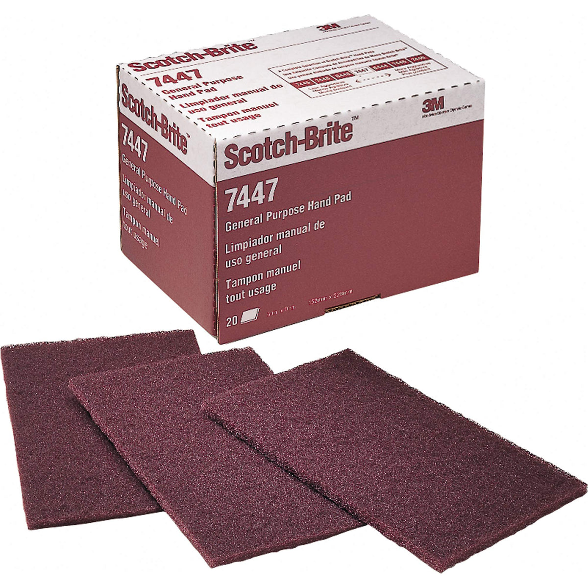 15,24 cm x 22,86 cm 3M 07447 Scotch-Brite Handpads, rotbraun, für allgemeine Zwecke (1 Packung à 20 Pads)