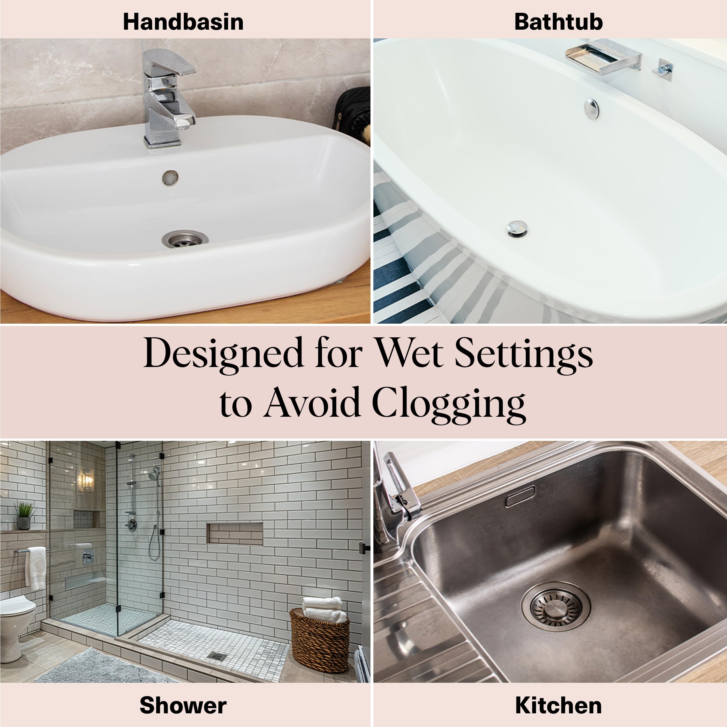 Kitsch Hair Catcher Shower Drain - Prevents Clogs, Drain Hair Catcher, Reduce Bathtub Odor, Anti-Clogging, Bathtub & Shower Cover, Durable & Easy to Clean, Made with Silicone, Universal Fit - Grey