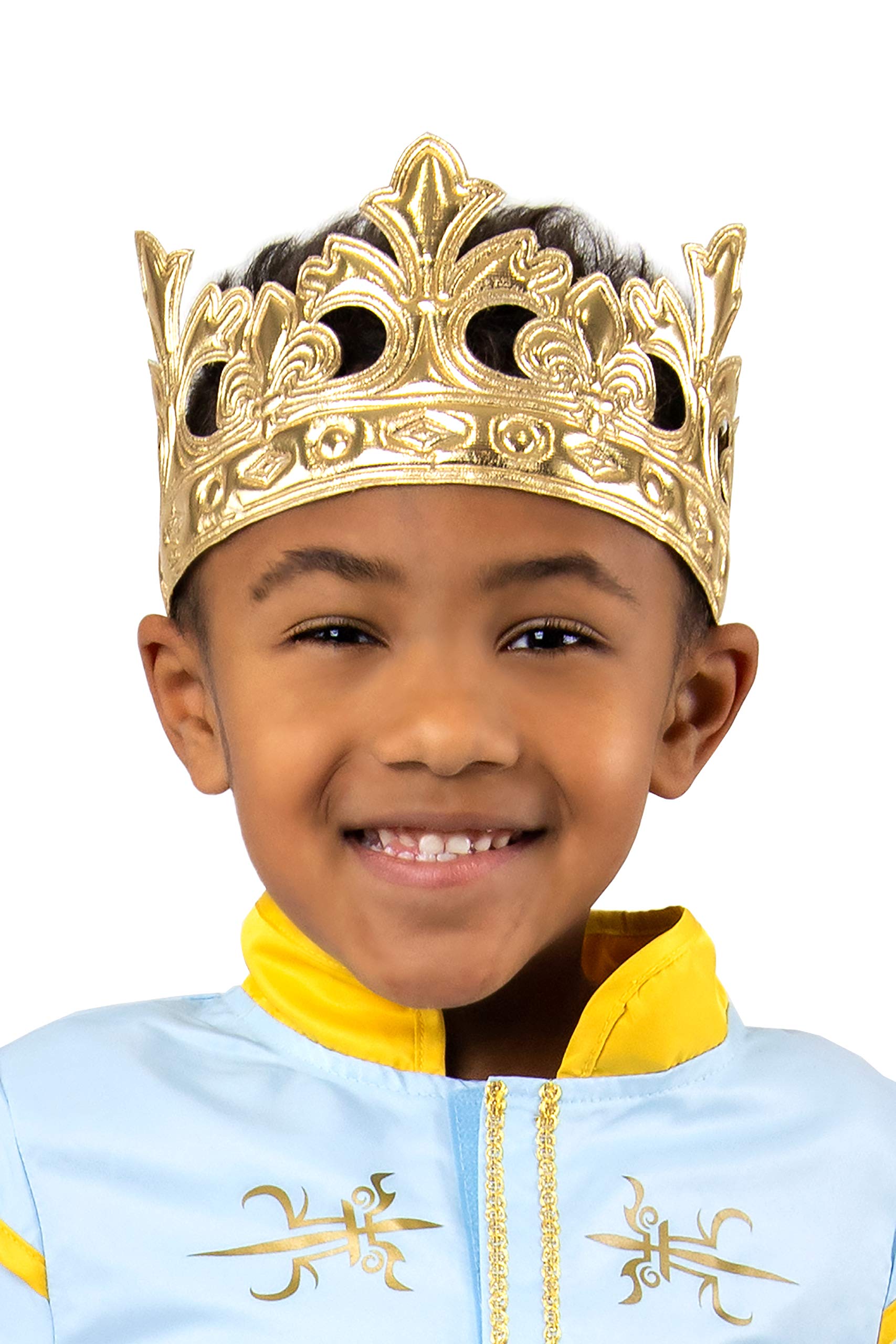 Little Adventures Soft Golden and Silver Prince and King Crowns Dress Up Costume Accessory (Gold Prince)