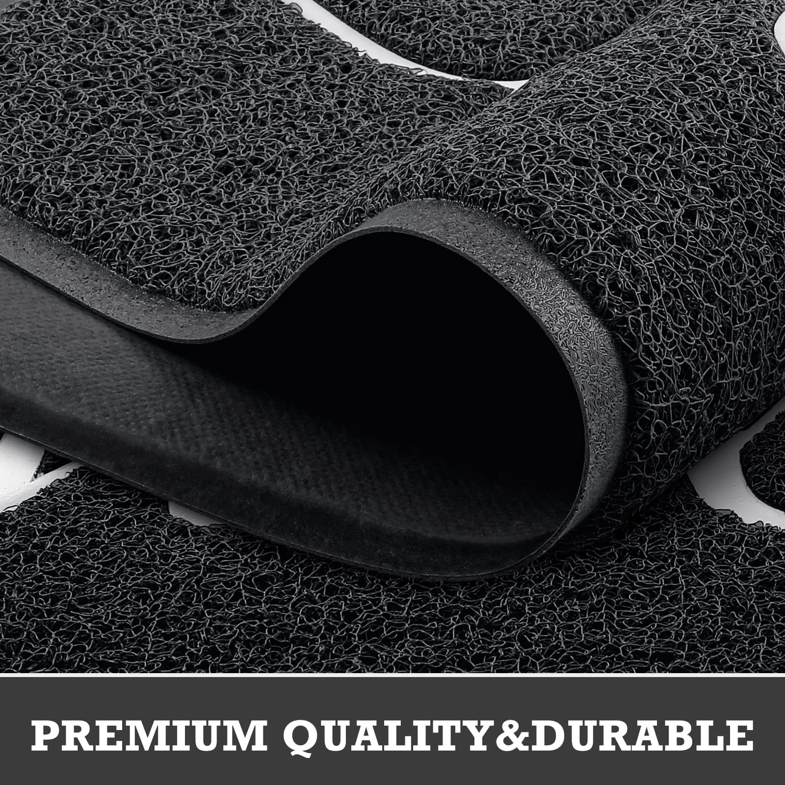 CozyBounty Black Door Mat Welcome Mats Outdoor Indoor Non-Slip Doormat for Entryway Low-Profile Floor Mat for Yard, Garage, High Traffic Areas (30"x17.5", Black)