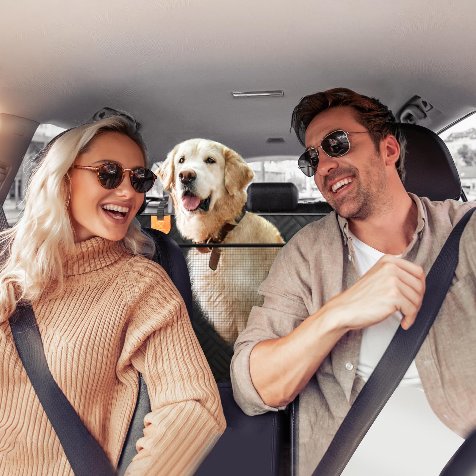 PROZAR Dog Car Seat Cover for Back Seat, Hard Bottom Back Seat Extender for Dogs - Supports 400lbs, Back Seat Pet Cover, Dog Hammock for Car SUV and Trucks