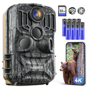DEATTI Trail Camera 48MP 4K Game Camera with 8 Batteries 32GB SD Card,WiFi Bluetooth Connection,Trail Cameras with Night Vision Motion Activated Waterproof for Wildlife Deer Outdoor 0.1s Trigger Time