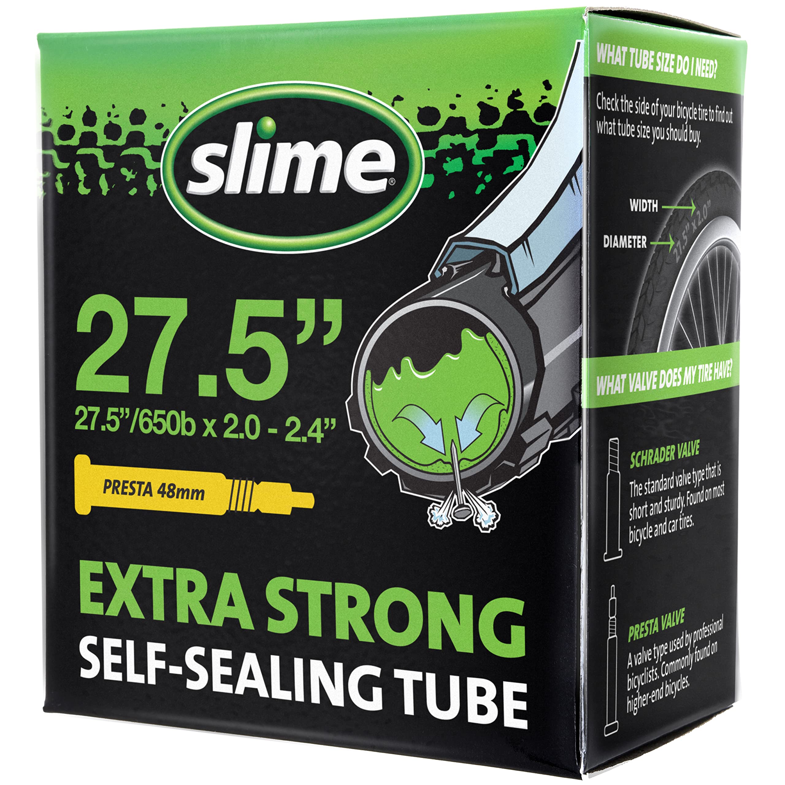 Slime 30043 Bike Inner Tube with Slime Puncture Sealant, Extra Strong, Self Sealing, Prevent and Repair, Presta Valve, 29" x 1.85-2.20"