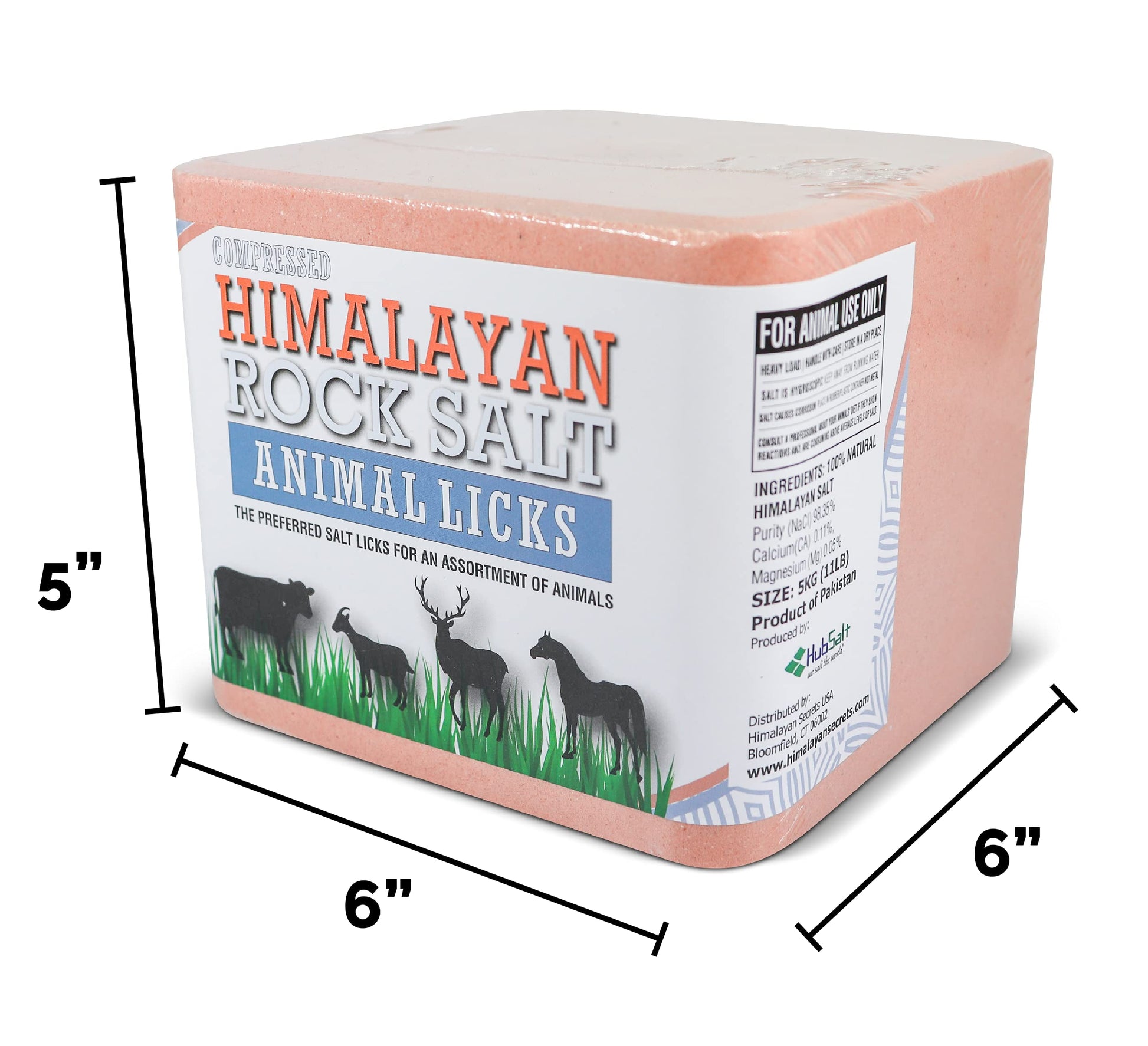 Himalayan Secrets® 11LB (5KG) Compressed Pink Himalayan Salt Lick | for Livestock and Wildlife Animals | 100% Pure & Natural Feed Salt Block | Natural Minerals and Trace Elements