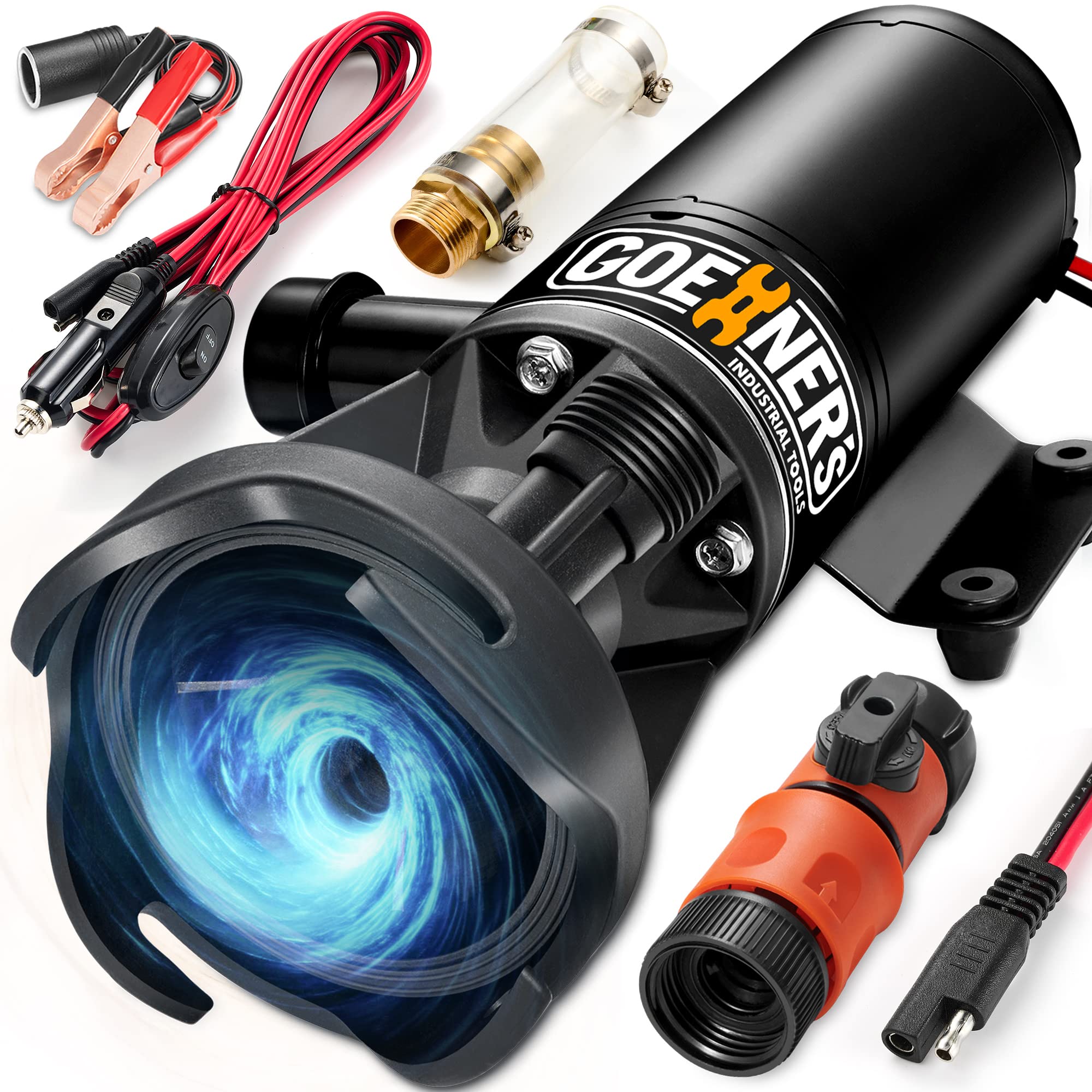 12V RV Portable Macerator Waste Pump for Sewage, 12GPM Suction 3.2 feet Lift 10 feet, Complete RV Macerator Pump Kit for Right Out of Box