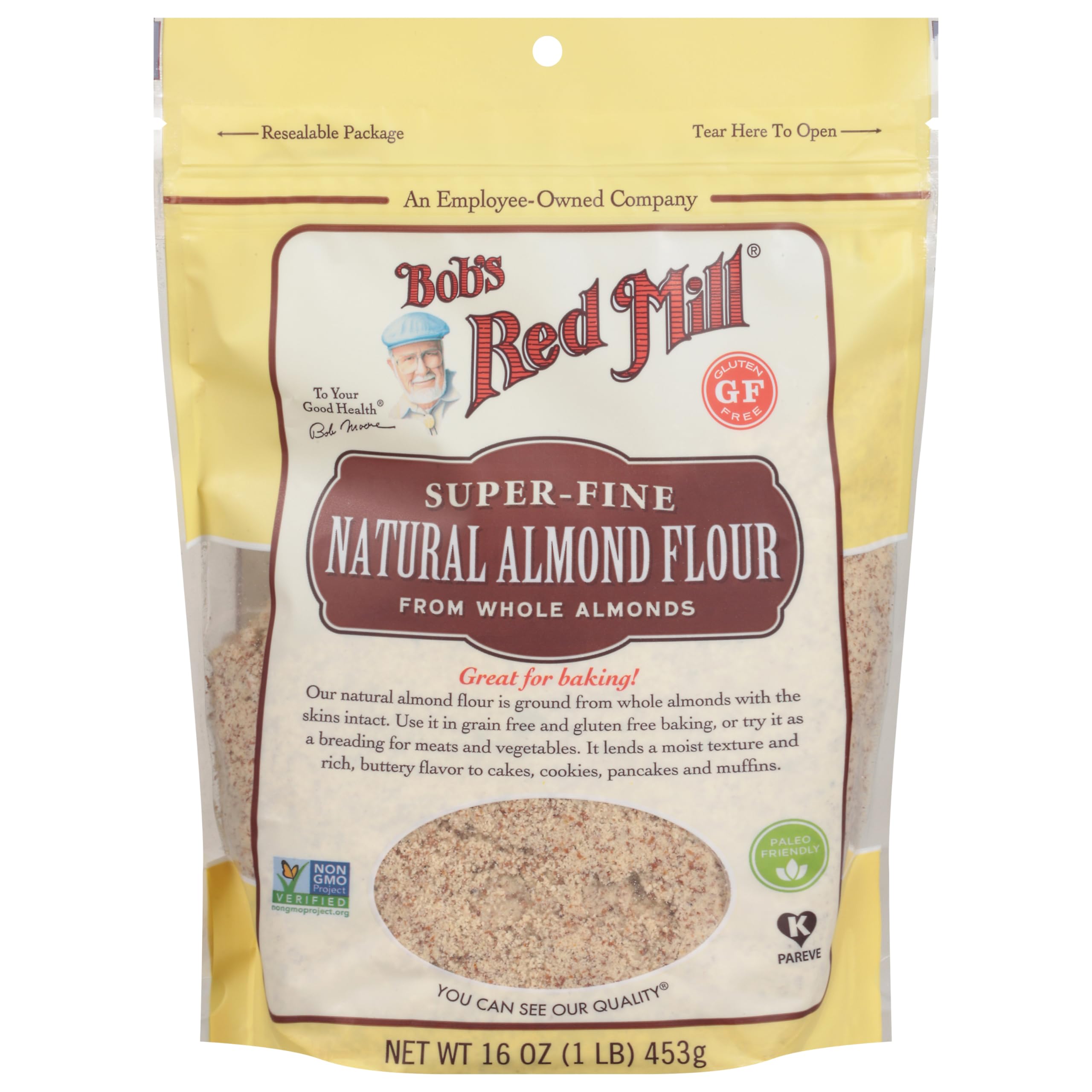 Bob's Red Mill Natural Almond Flour, 16oz (Pack of 1) - Non GMO, Vegan, Paleo Friendly, Keto Friendly, Kosher