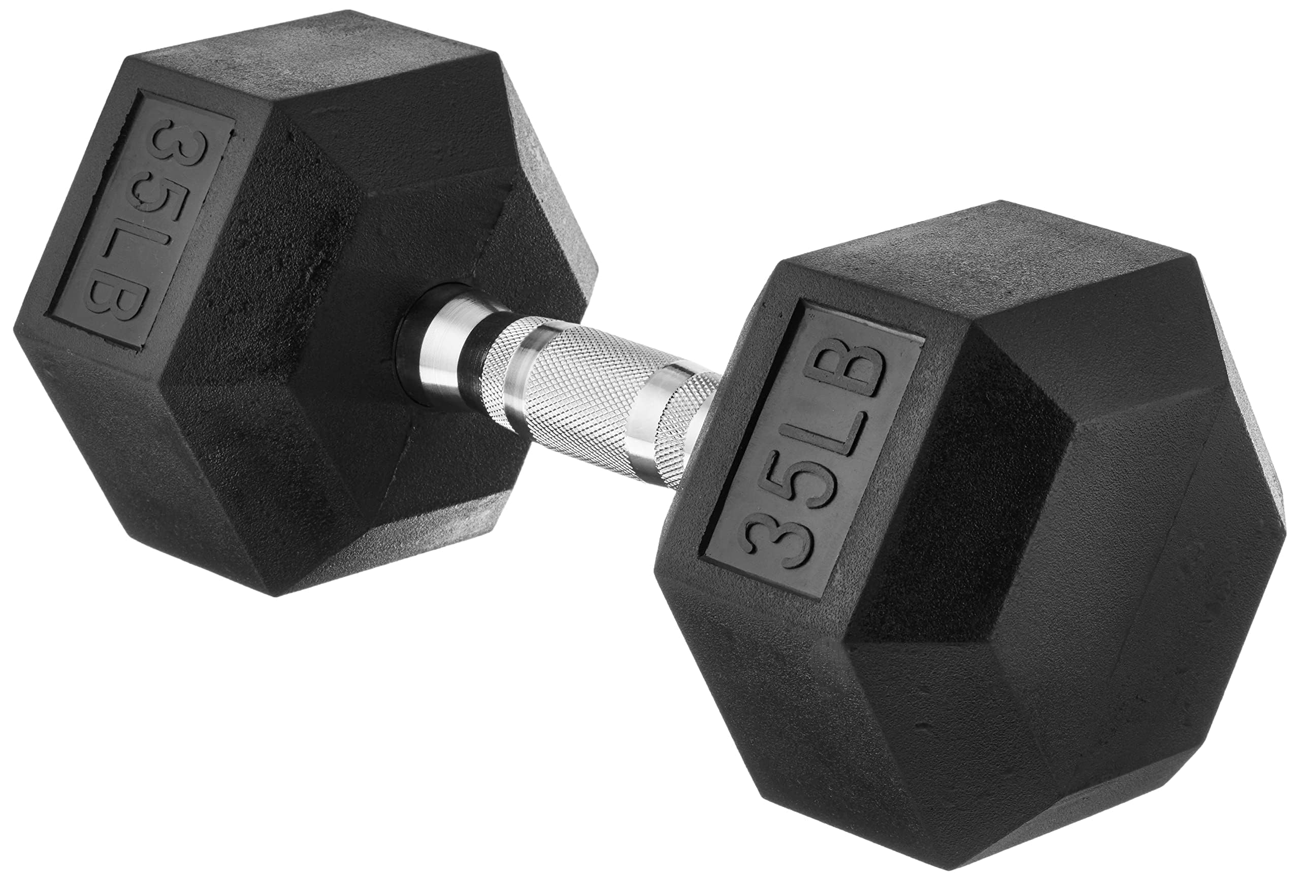 Amazon Basics Rubber Hex Dumbbell Hand Weight, 30 pound, Single, Black