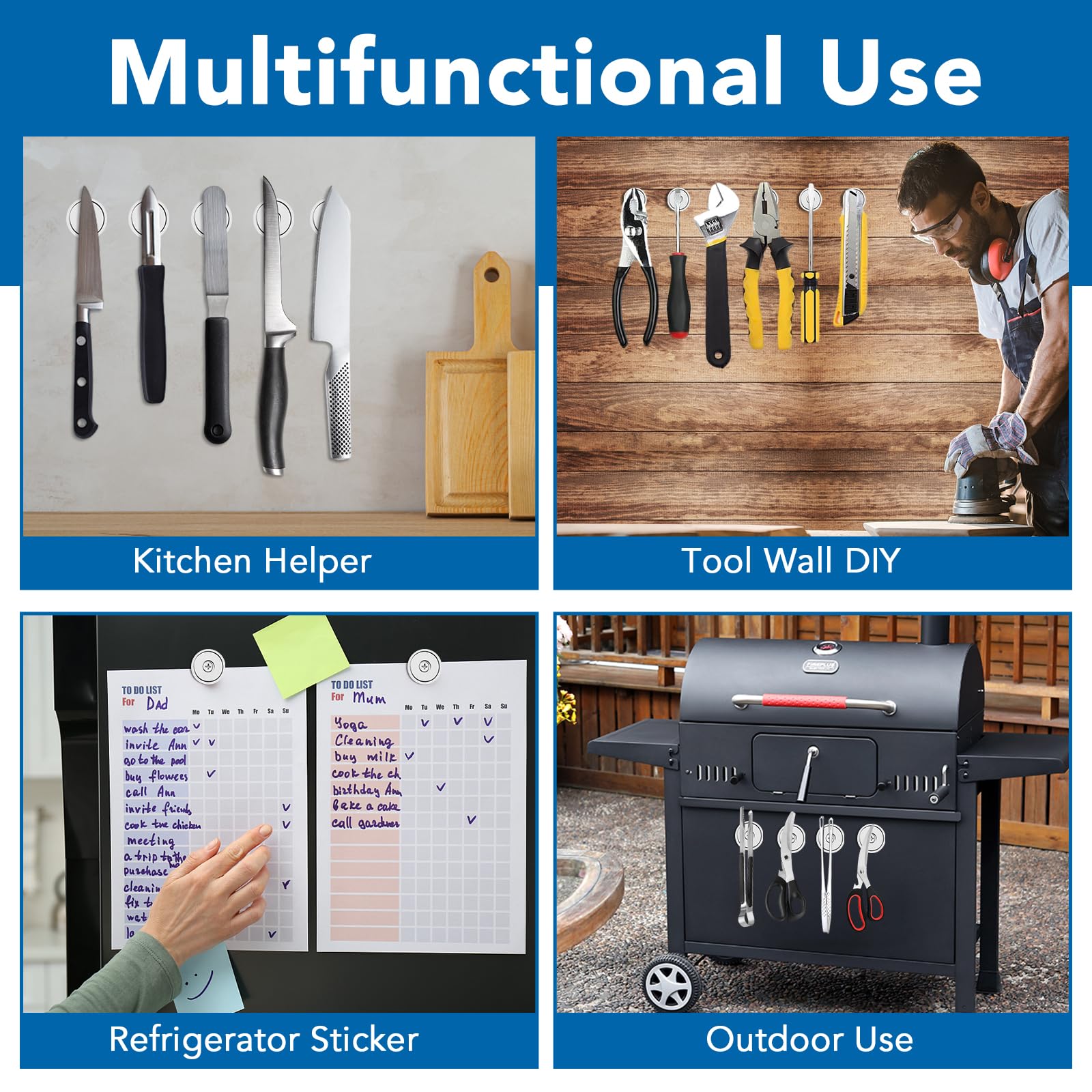 LOVIMAG Strong Magnets, 150lb+ Waterproof Strong Neodymium Cup Magnets with Screws for Wall Mounting,Rare Earth Magnet with Holes for Holding Tools Lifting, Hanging(Silver, 6 Pack)