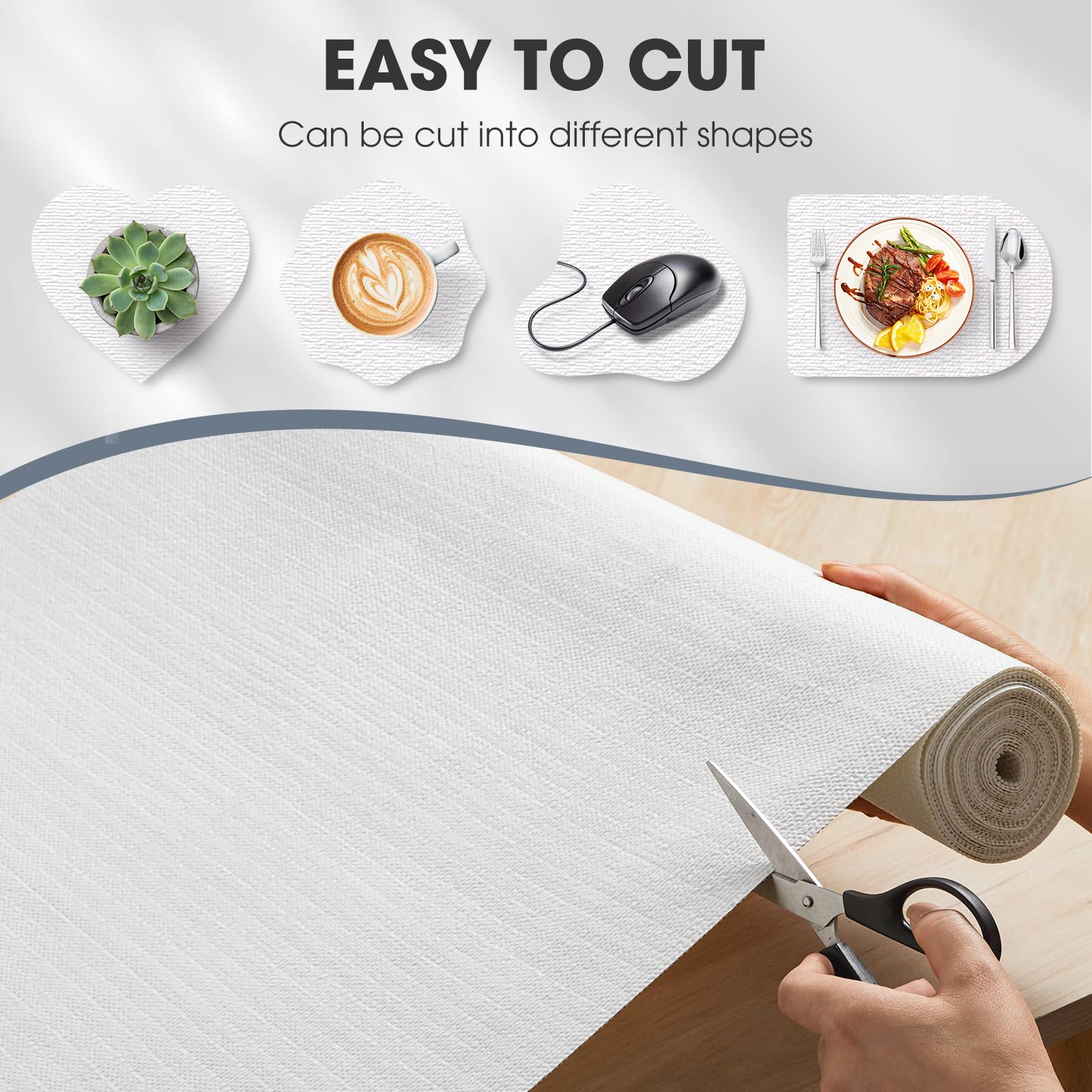 ALIUNI Shelf and Drawer Liner, Kitchen Cabinet Liners Non-Adhesive Thick Non-Slip Waterproof Washable Fragrant Mats Protect Dresser Shelves Cupboard Bathroom Cabinets, White, 12 in X 10 FT