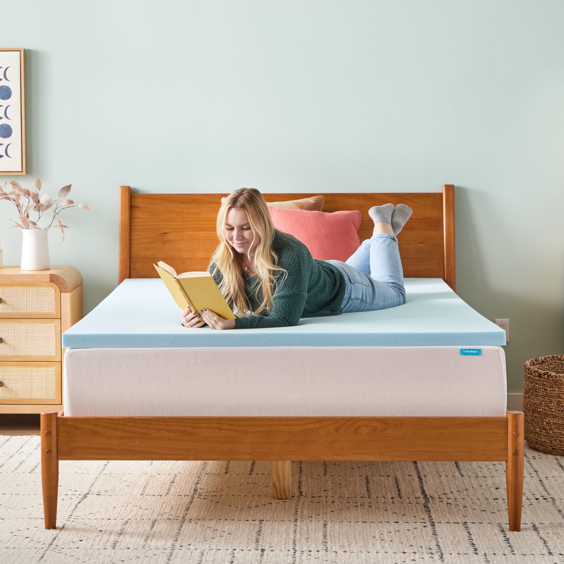 LINENSPA Memory Foam Mattress Topper - 2 Inch Gel Infused Memory Foam - Plush Feel - Cooling and Pressure Relieving - CertiPUR Certified - Dorm Room Essentials - Full Size