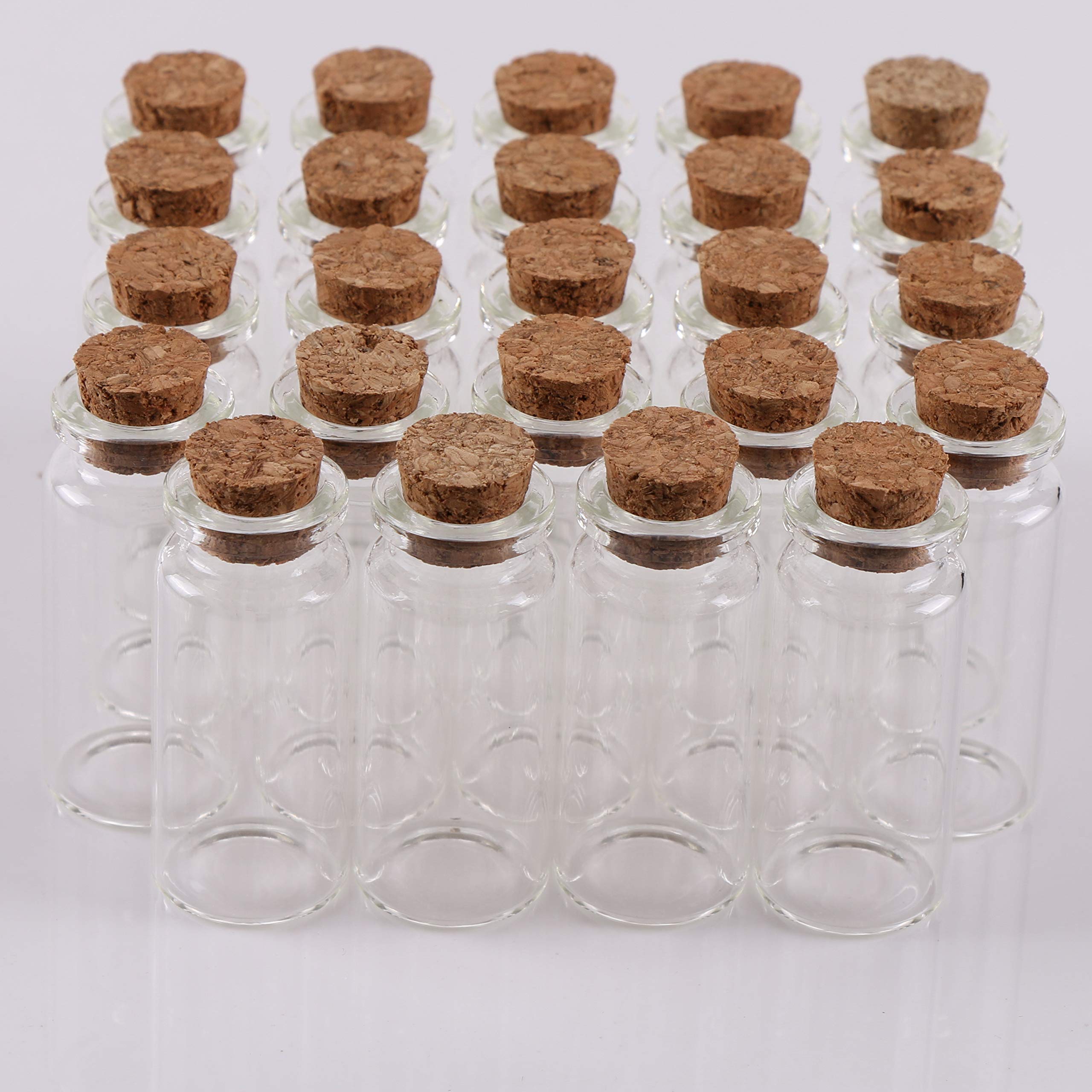 MaxMau 24PCS 10ml Glass Bottles Mini Vials with Cork Stoppers for DIY Decoration and Wedding Party Favors