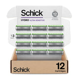 Schick Hydro Ultra Sensitive Razor Refills, 12ct | Razor Blades Refills, Razor Blades for Men, Shaving Blades for Men, Hydro Razor Blades Refill, 3 Blade Razor Heads, 12 Refills