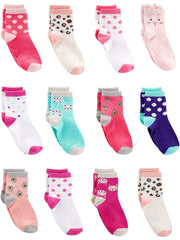 Simple Joys by Carter's Baby Toddler 12-Pack Socks, Animal Print/Avocados/Cat/Dots, 4-5T