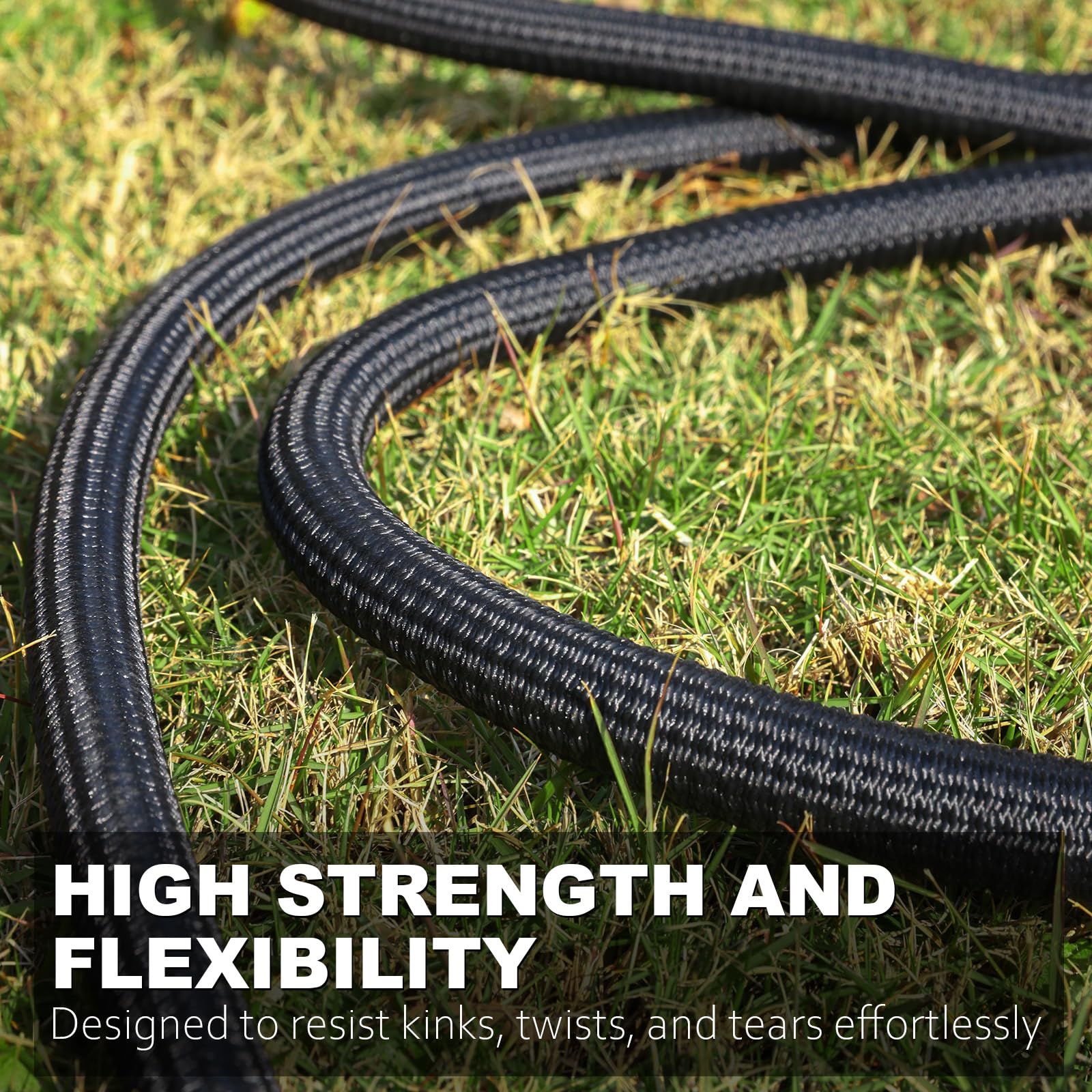 Relxitl Garden Hose, Flexible Water Hose, Ultra Lightweight Non-Expanding hose with 10 Function Sprayer, Leak proof, Pressure Resistant for Yard, Outdoor (Black, 50FT)