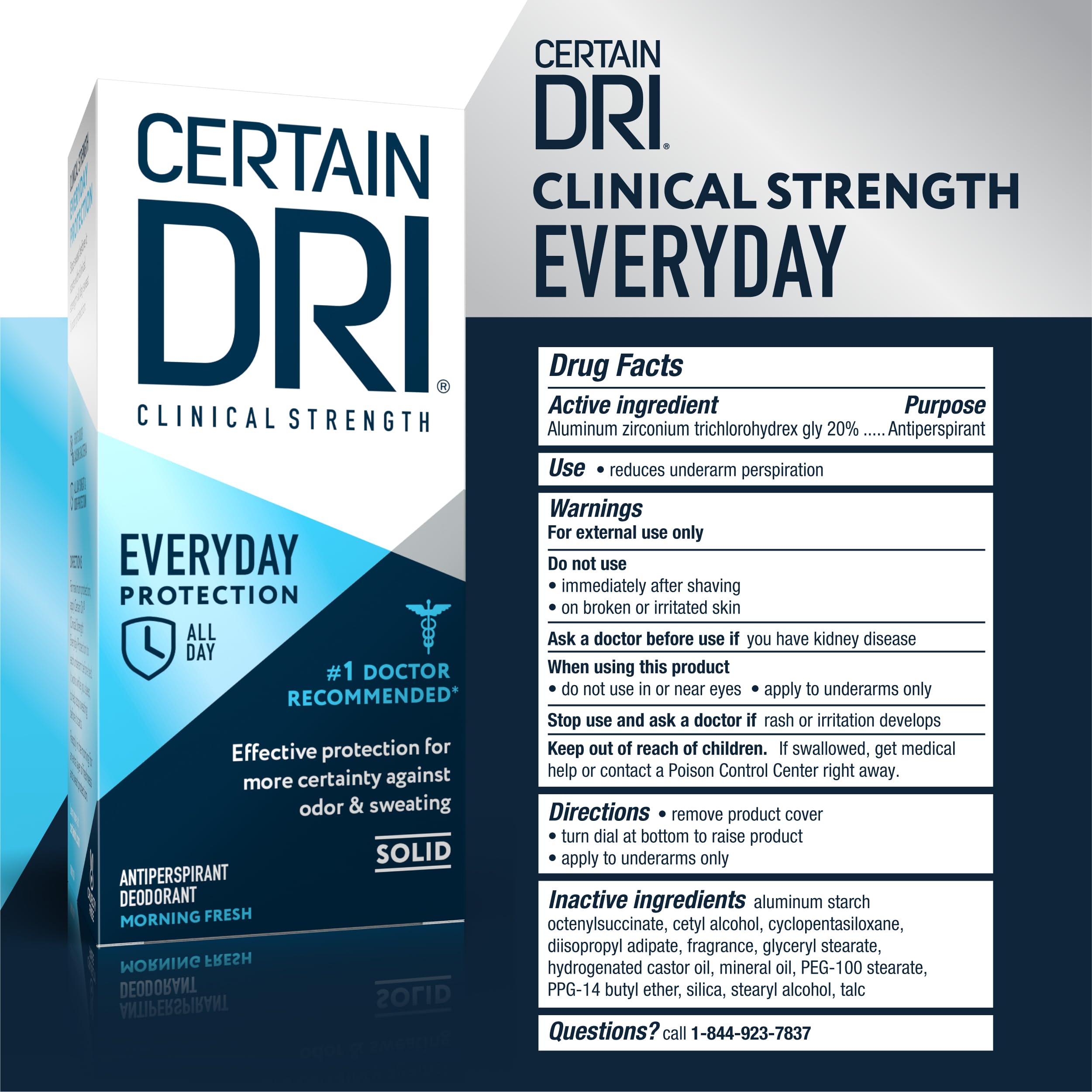 Certain Dri Everyday-Strength Clinical Antiperspirant - 72-Hour Sweat Protection for Hyperhidrosis - Doctor-Recommended - Travel-Friendly - Fresh Scent - 2.6 oz