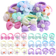 TAANGTHOSE 24 Pcs Toddler Hair Ties for Girls, Baby Hair Tie Cute Flower Elastic Scrunchies, Seamless Ponytail Holders, Little Girls Hair Accessories for Thick Hair, Pink, Purple, Blue