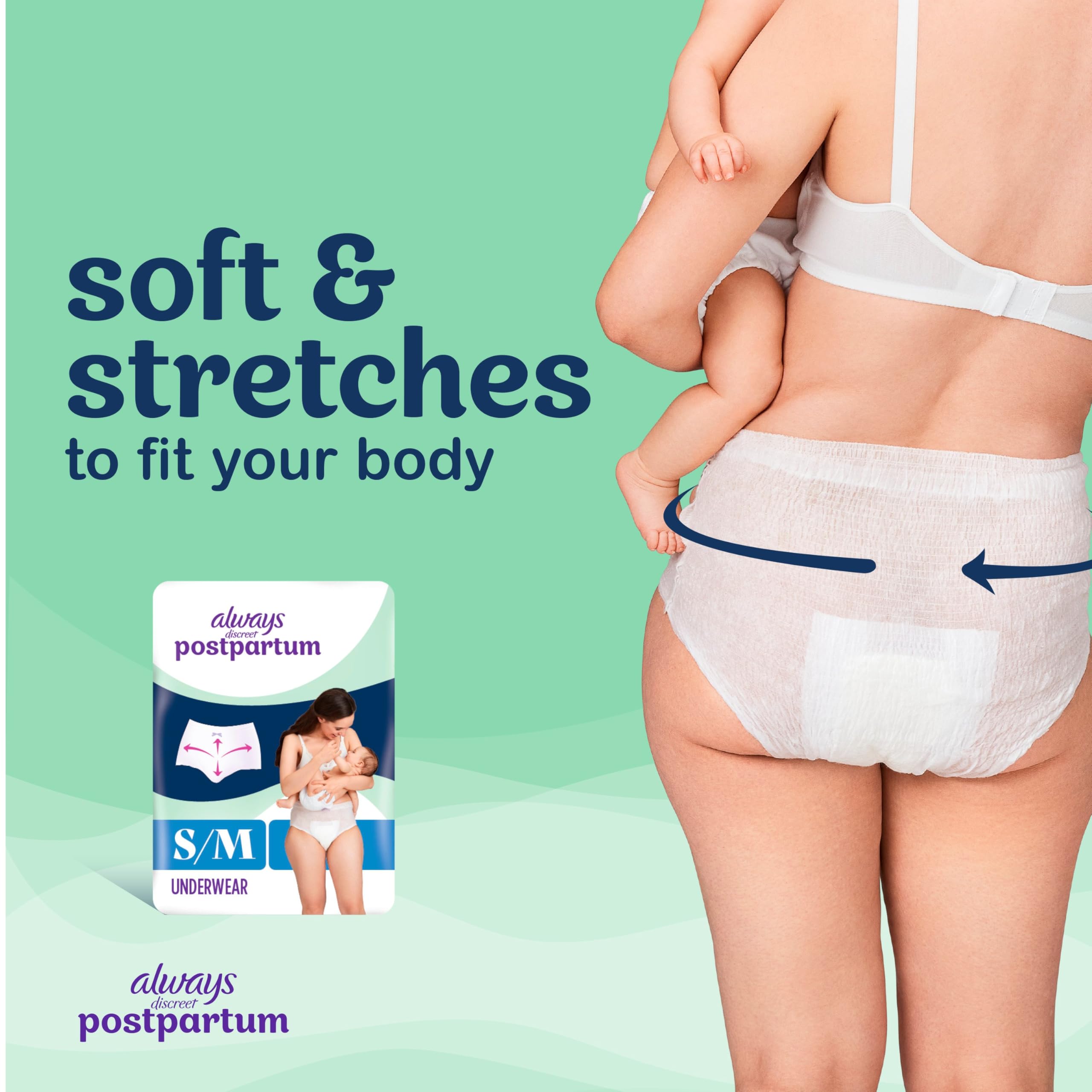Always Discreet Postpartum and Adult Incontinence Underwear for Women, Large, Maximum Protection, 14 Count