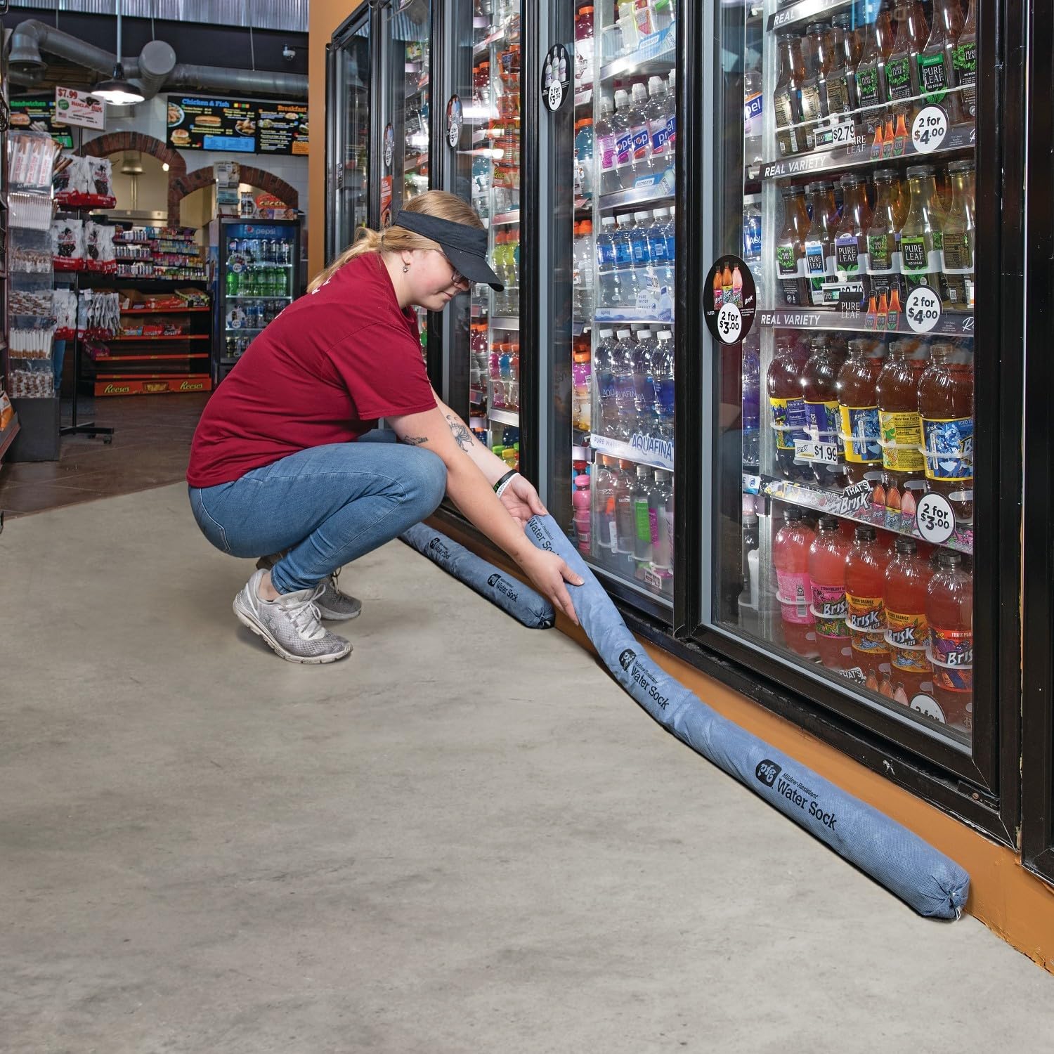 New Pig Mildew-Resistant Absorbent Sock | Water Absorbing Snake | 3" x 48" | 1-Gal Absorbency | Pack of 12 | PIG105-BL