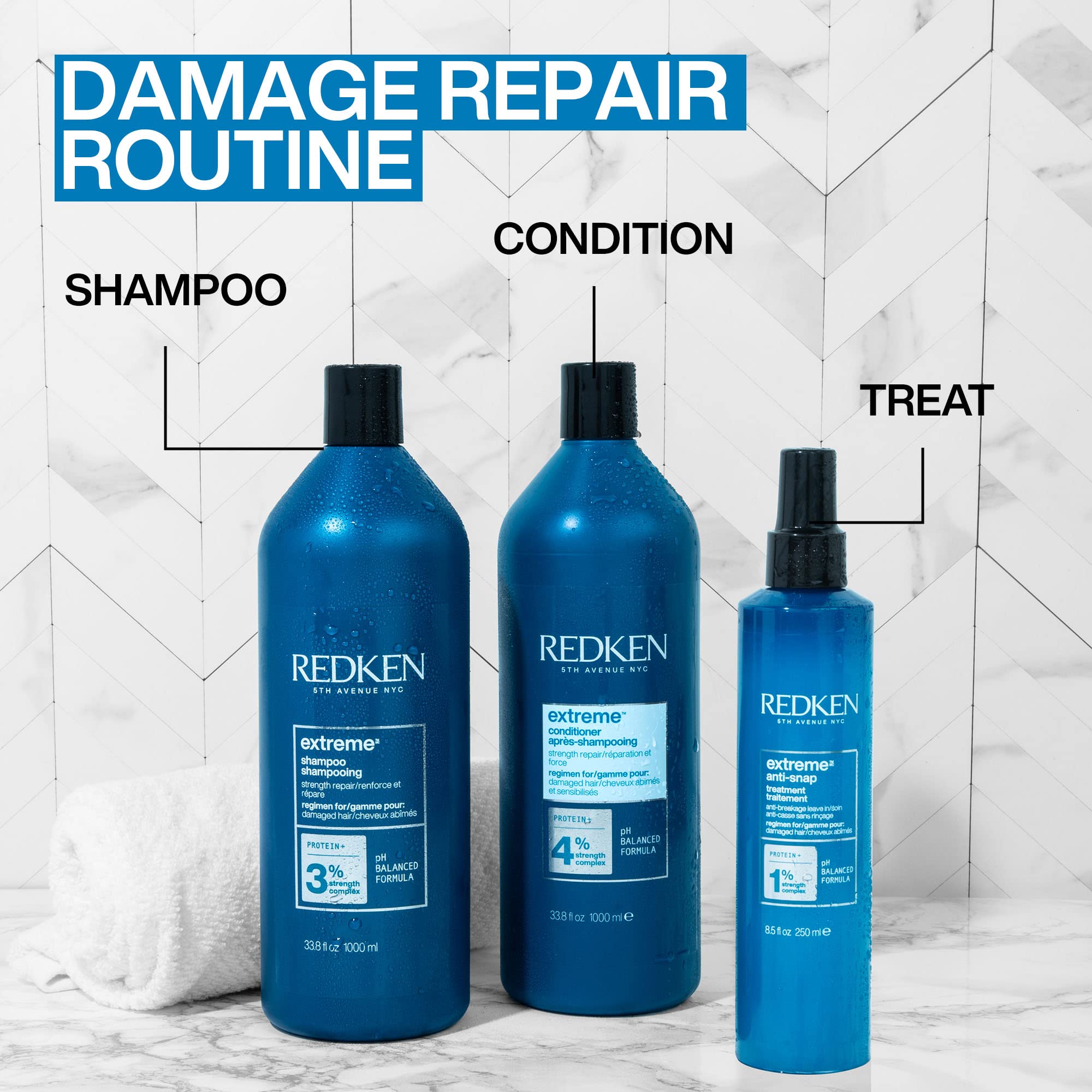 REDKEN Anti-Breakage Conditioner, Protection for Damaged Hair, Repairs Strength and Adds Flexibility, Protein Infused, Extreme, 1000 ml