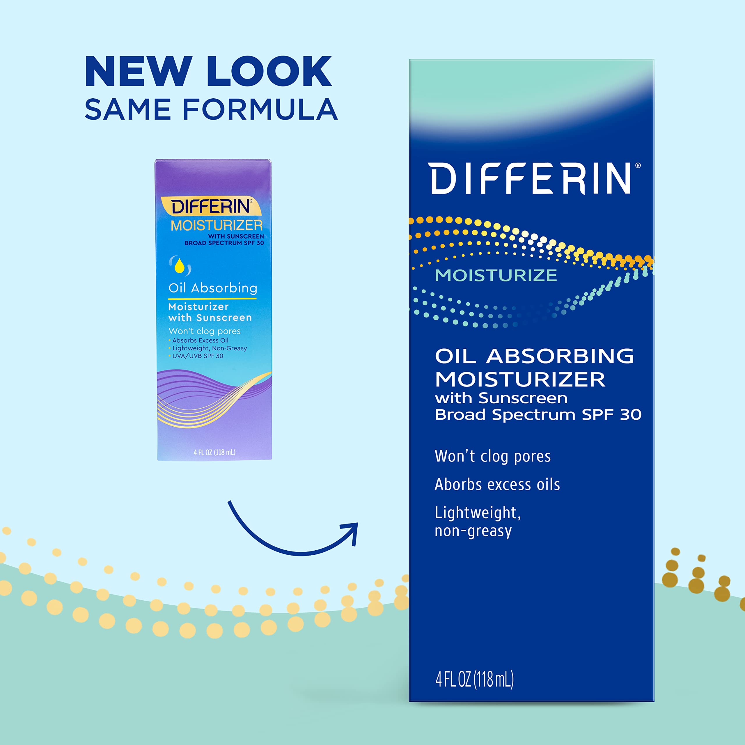 Differin Oil Absorbing Moisturizer with SPF 30, Sunscreen for Face by the makers of Differin Gel, Gentle Skin Care for Acne Prone Sensitive Skin, 4 oz (Packaging May Vary)