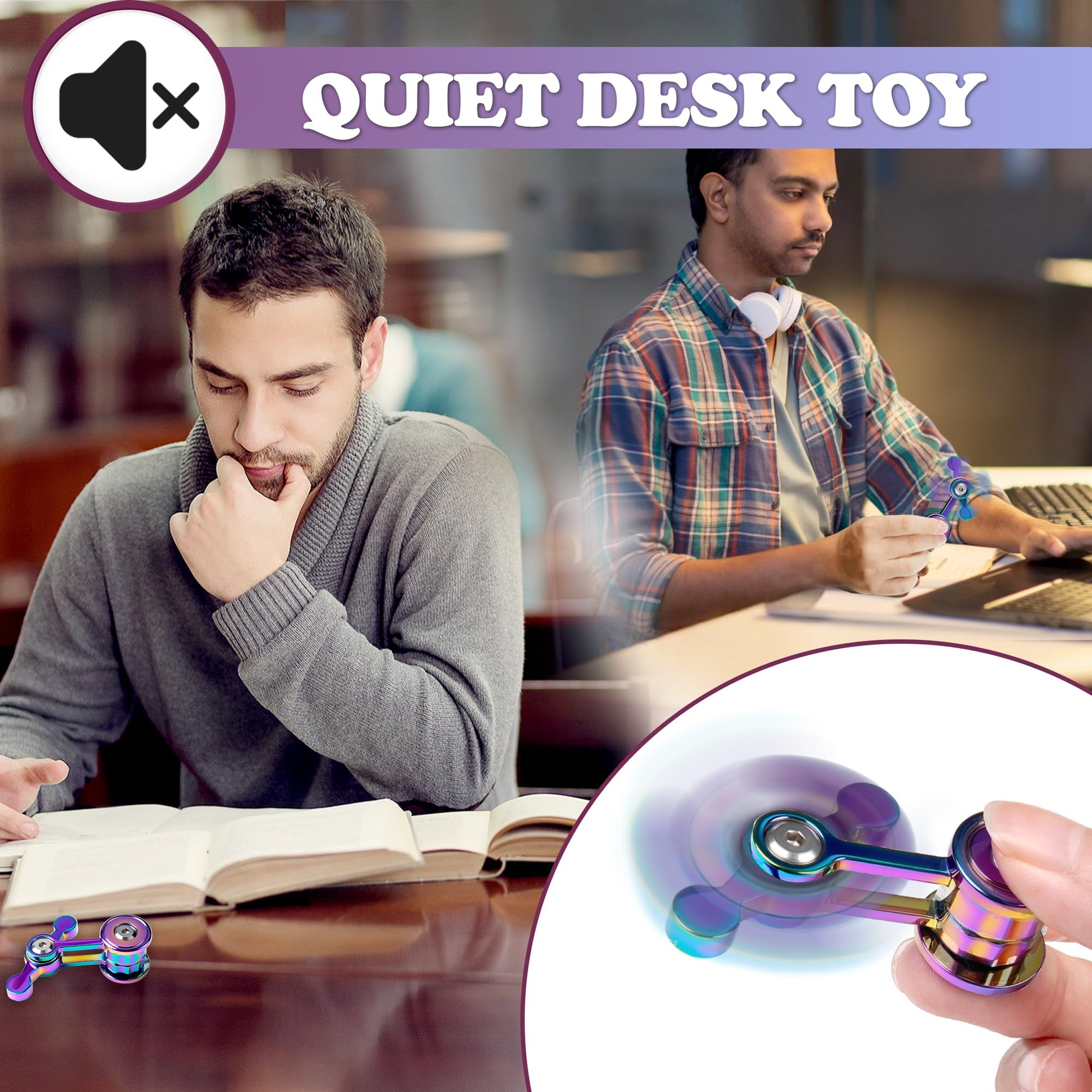 Fidget Spinner for Adults, Metal Silent Figette Office Desk Toy Quiet Cool Gadgets Gifts for Teen Boys Kid Anxiety Stress Relief Calm Down Sensory Autism Autistic ADHD Special Need Must Have Counselor