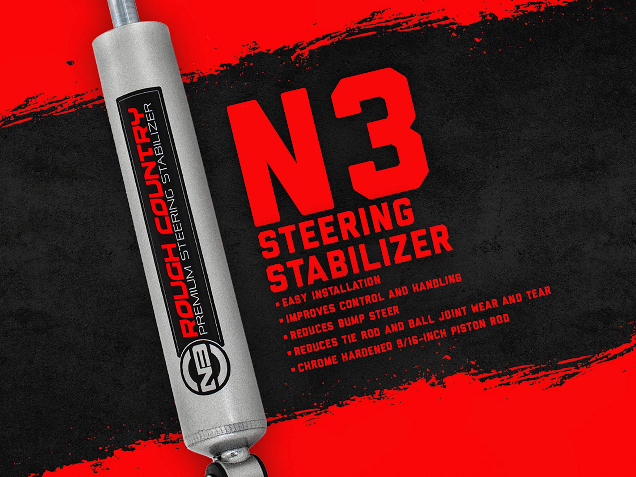 Rough Country N3 Steering Stabilizer for Jeep TJ, YJ, XJ, ZJ & GM - 8731730